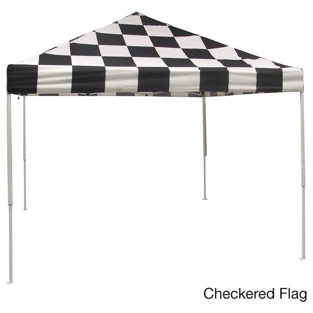 ShelterLogic 10'x10' ST Pop-up Canopy, Checkered Flag Cover, Black Roller Bag