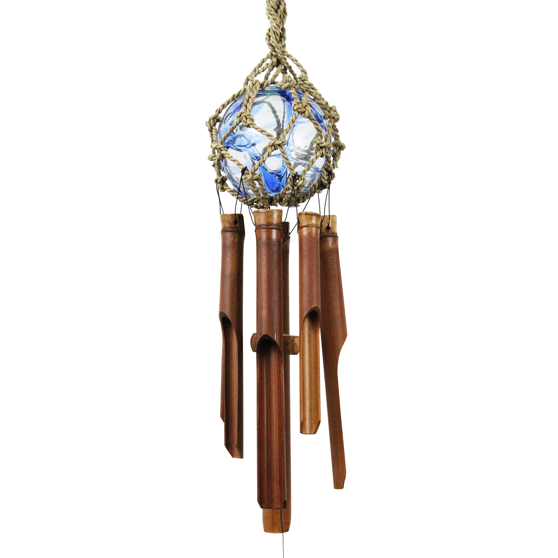 Cohasset Gifts & Garden 4" Clear w/Blue Trail Glass Ball Chime