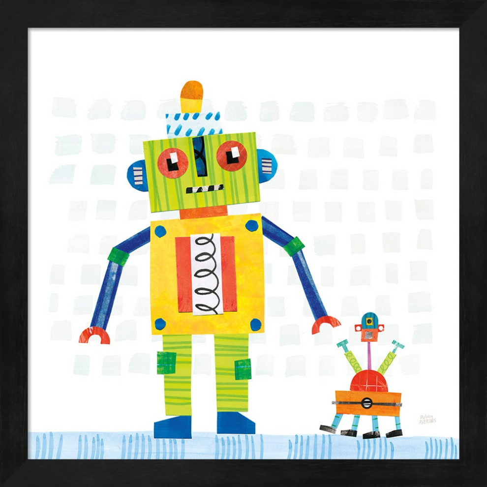 Great Art Now Robot Party Iv On Square Toys By Melissa Averinos Framed Wall Art 13 25x13 25