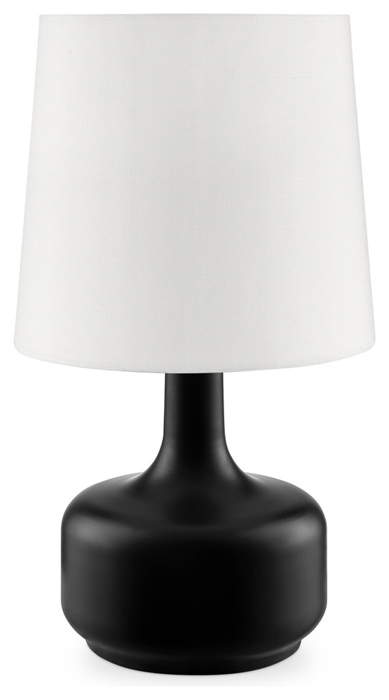 Ore International 17.25" Tall "Cheru" Modern Mid-Century Touch on Table Lamp, Powder Black