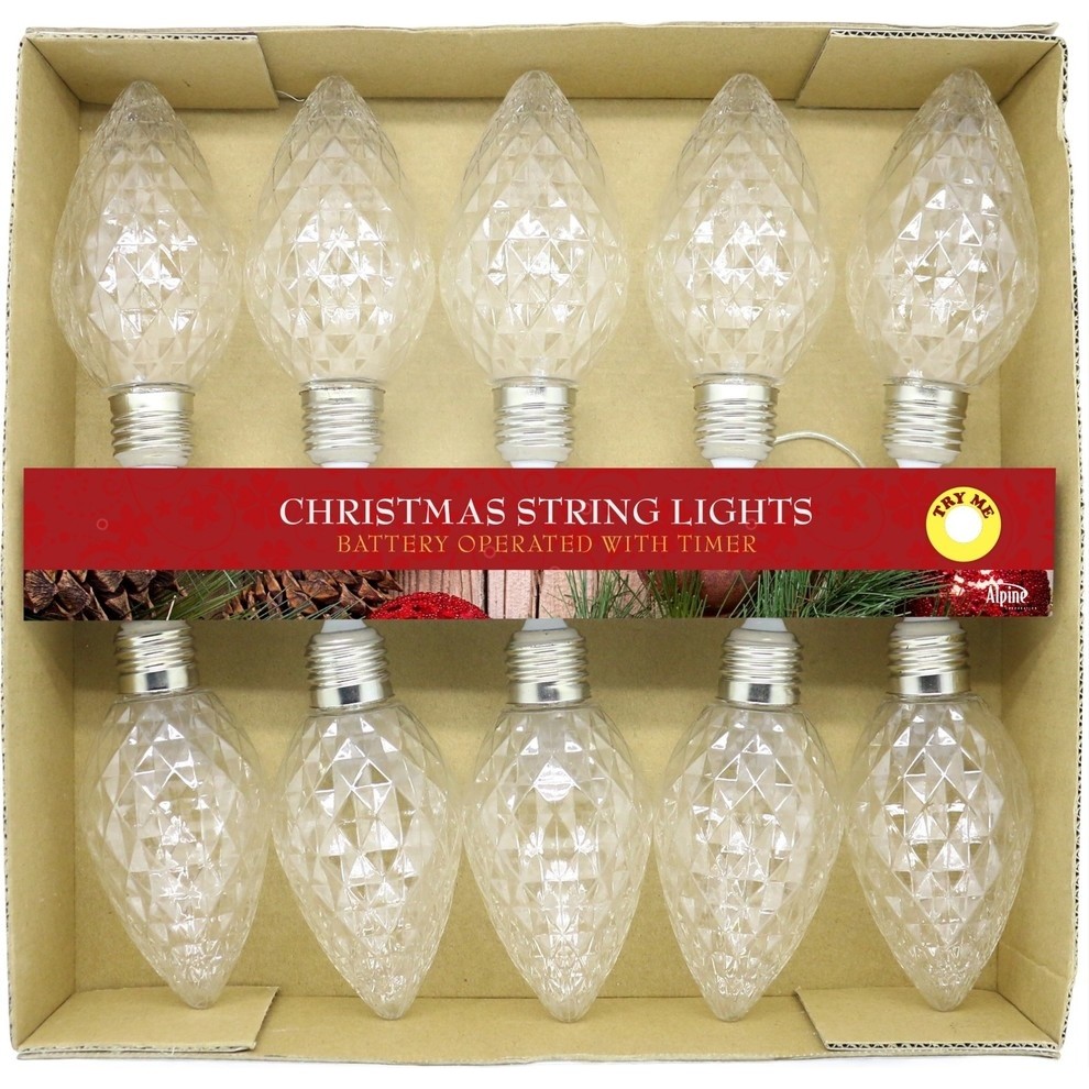 Alpine Corporation Faceted Clear Decorative String With 10 LED Bulbs