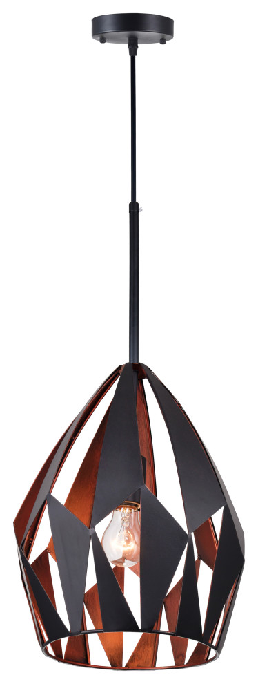 CWI Lighting 1 Light Down Pendant With Black+Copper Finish