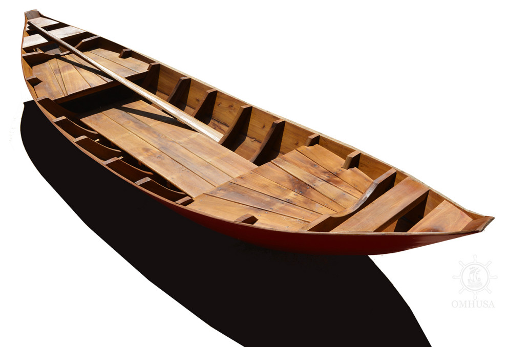 Old Modern Handicrafts Small South East Asia Sampan Boat Red Bottom
