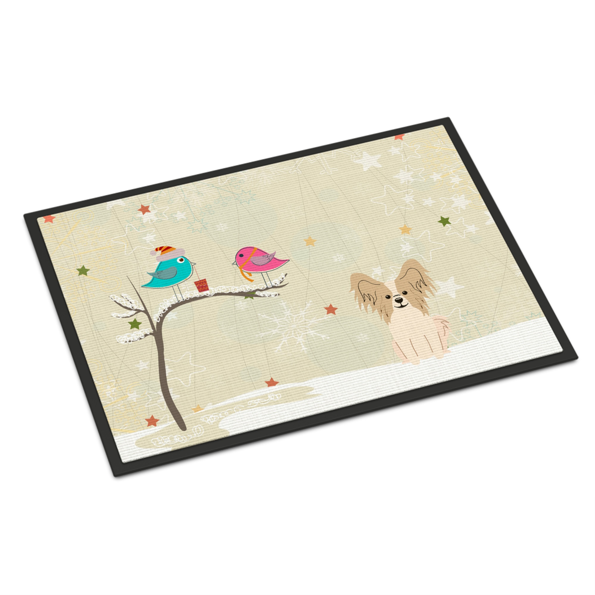 Caroline's Treasures Christmas Presents between Friends Papillon Sable White Indoor or Outdoor Mat 24x36 BB2549JMAT 24 x 36"" Multicolor"