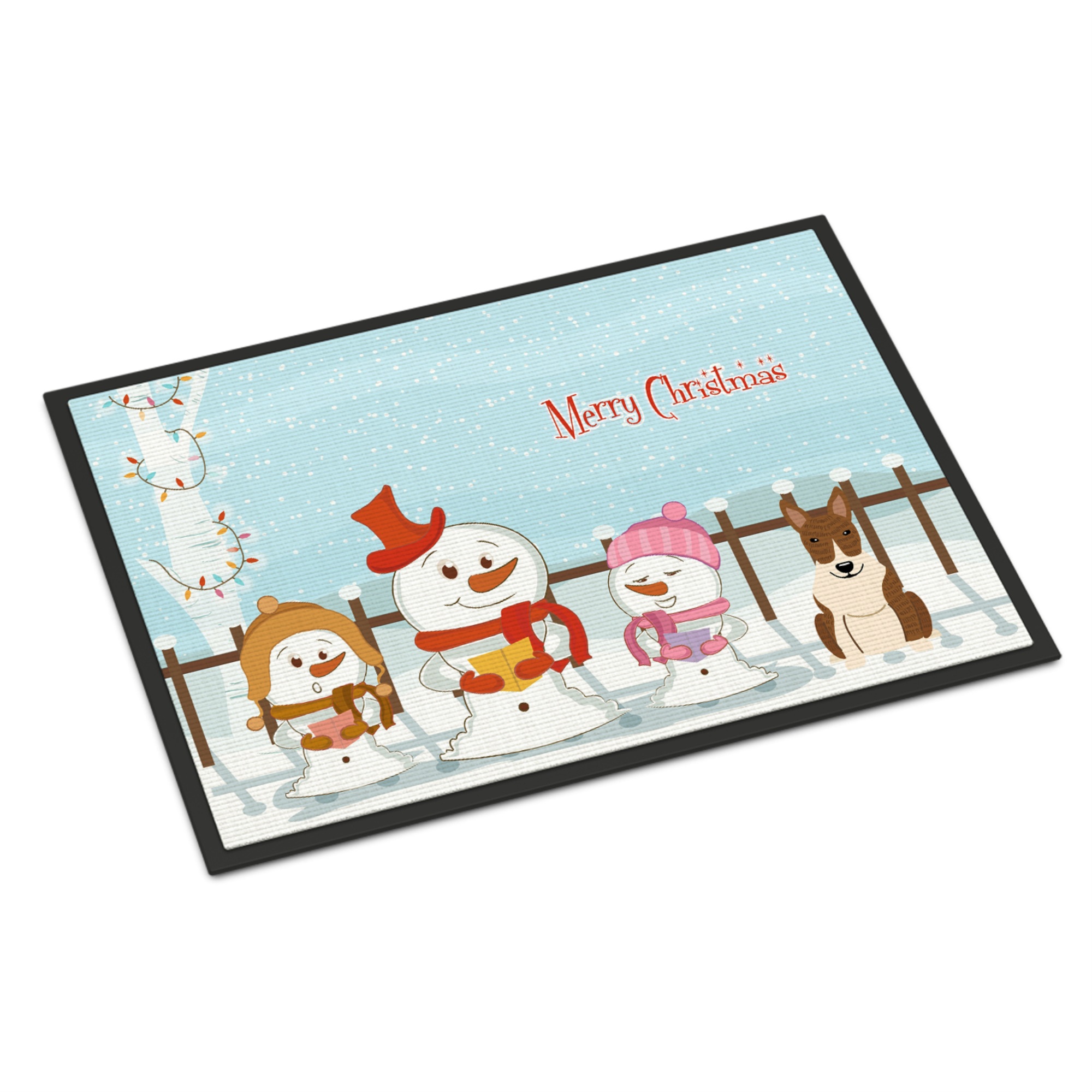 Caroline's Treasures Merry Christmas Carolers Bull Terrier Brindle Indoor or Outdoor Mat 24x36 BB2468JMAT 24 x 36"" Multicolor"