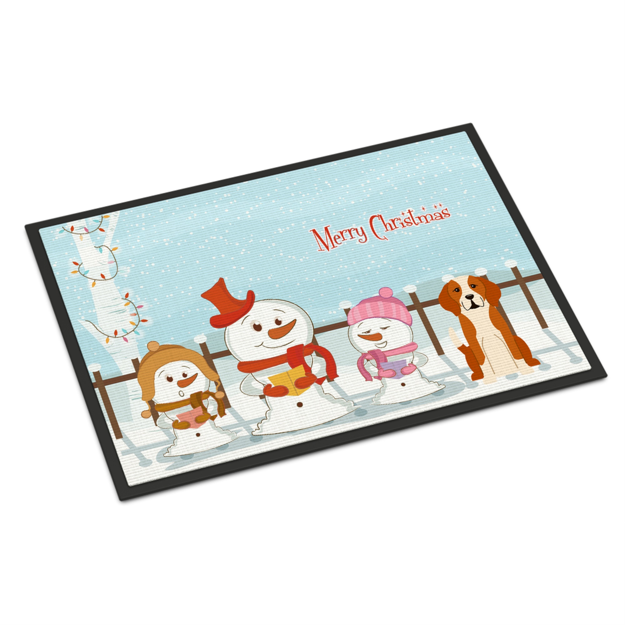 Caroline's Treasures "Caroline's Treasures Merry Christmas Carolers English Foxhound Indoor or Outdoor Mat 18x27 BB2441MAT 18 x 27"" Multicolor"