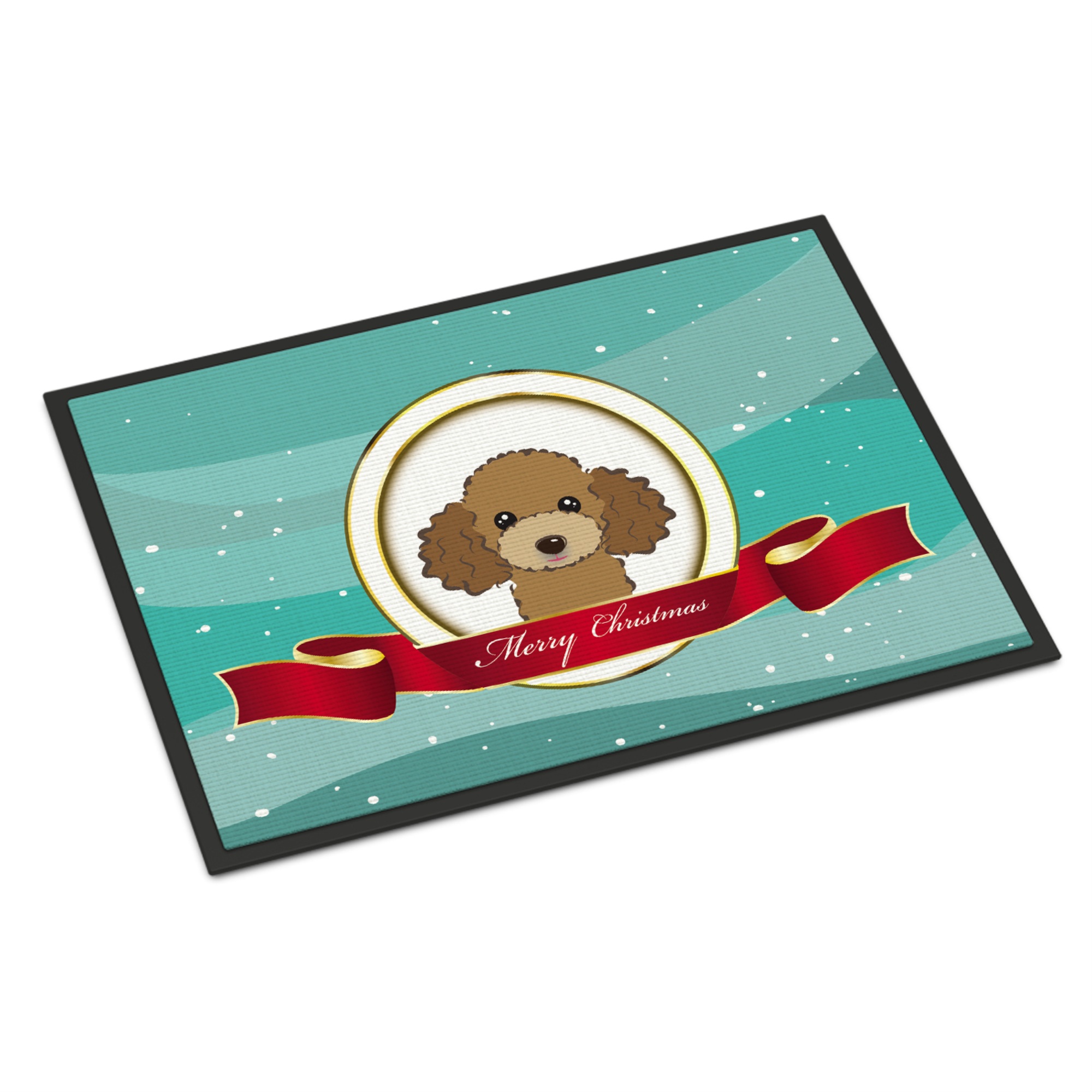 Caroline's Treasures "Caroline's Treasures BB1566JMAT Chocolate Brown Poodle Merry Christmas Indoor or Outdoor Mat, 24"" x 36"", Multicolor"