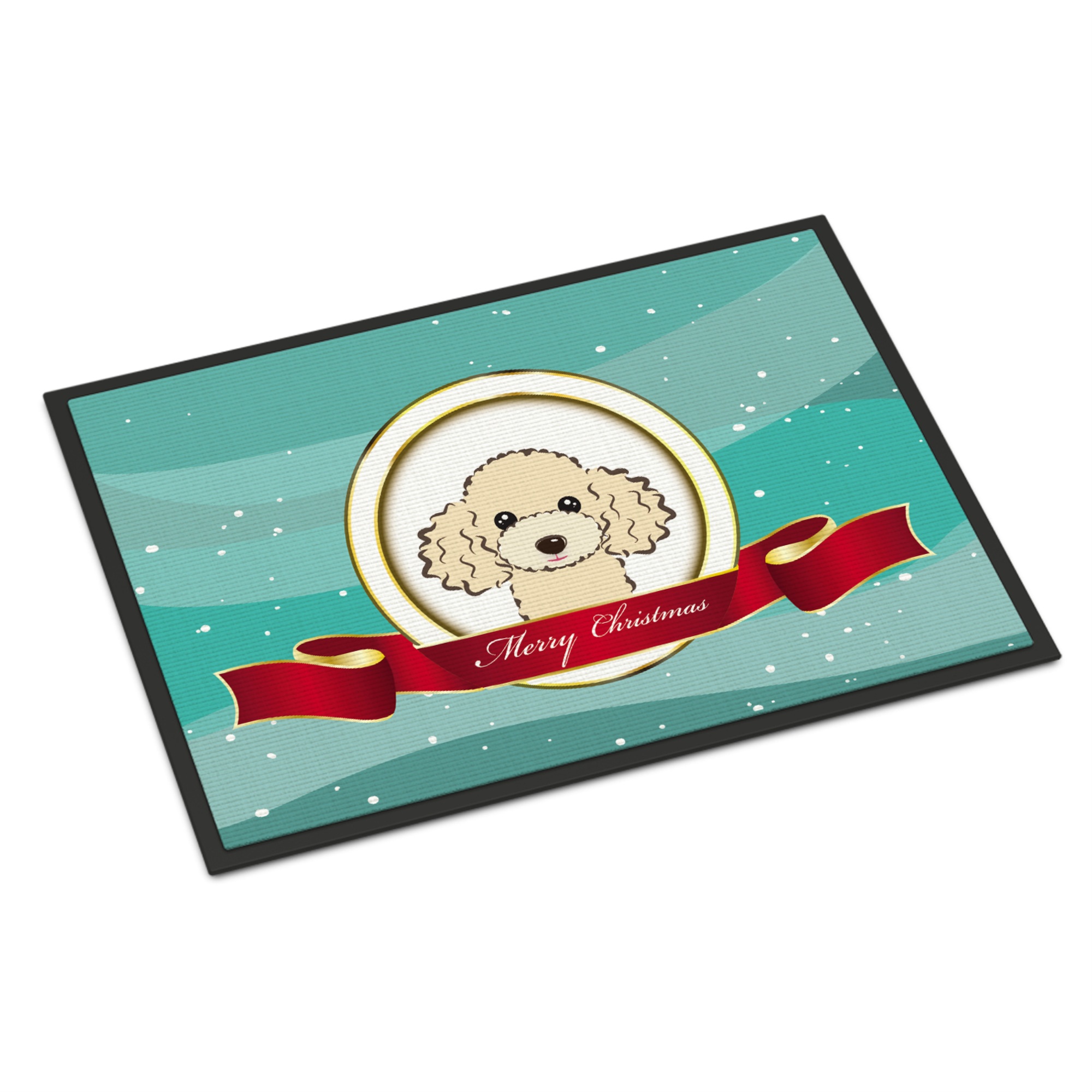 Caroline's Treasures "Caroline's Treasures BB1568JMAT Buff Poodle Merry Christmas Indoor or Outdoor Mat, 24"" x 36"", Multicolor"