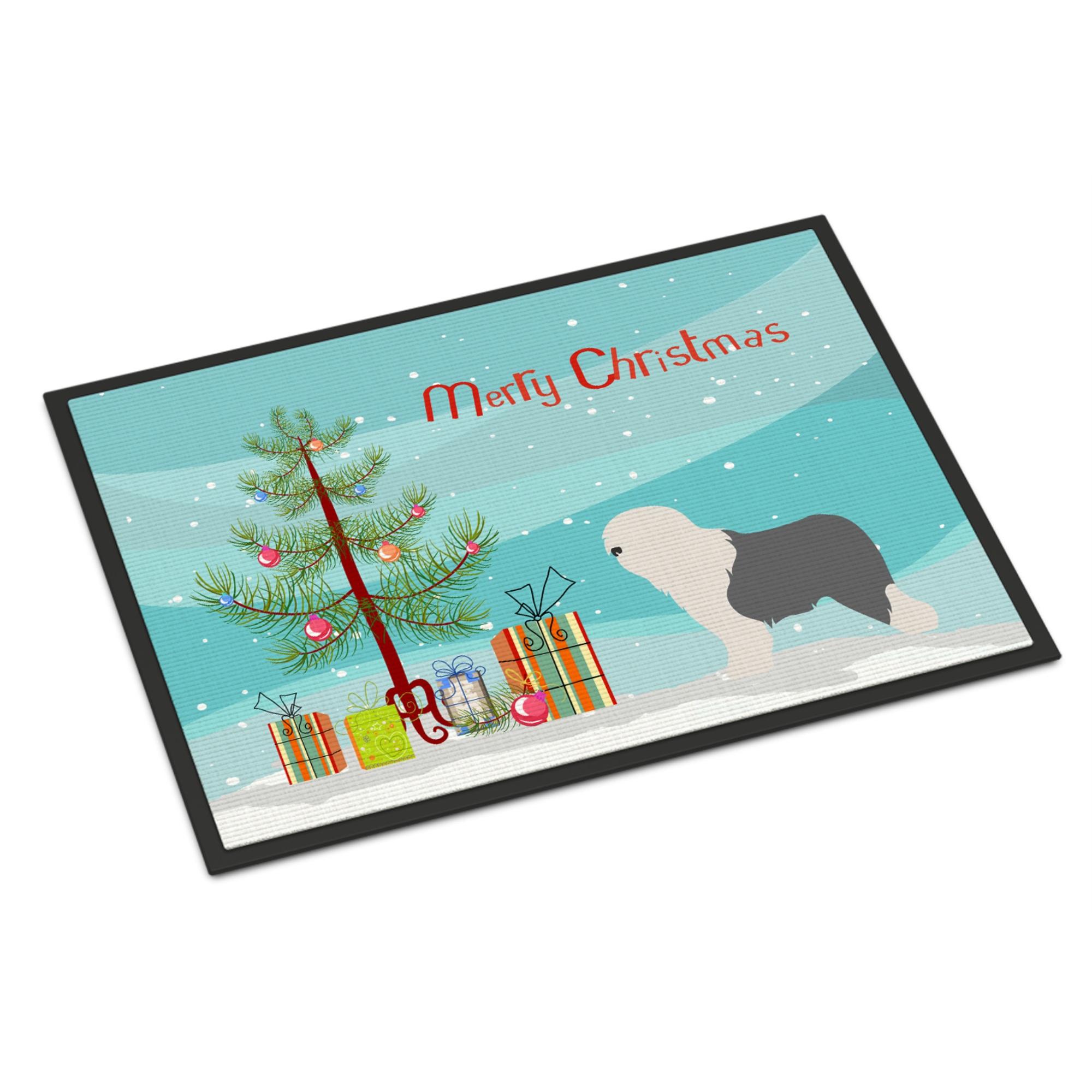 Caroline's Treasures Old English Sheepdog Bobtail Christmas Doormat 18hx27w Multicolor