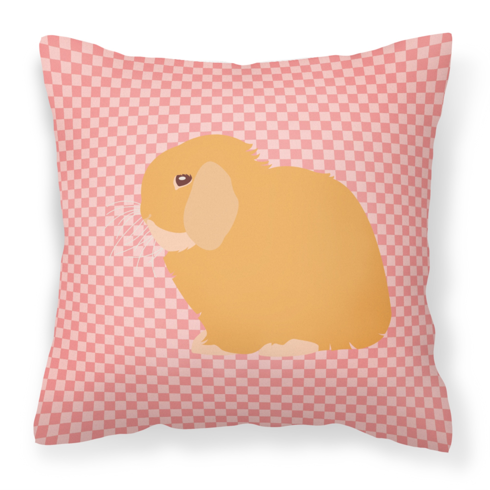 Caroline's Treasures "Caroline's Treasures BB7968PW1818 Holland Lop Rabbit Pink Check Outdoor Canvas Fabric Decorative Pillow, Multicolor"