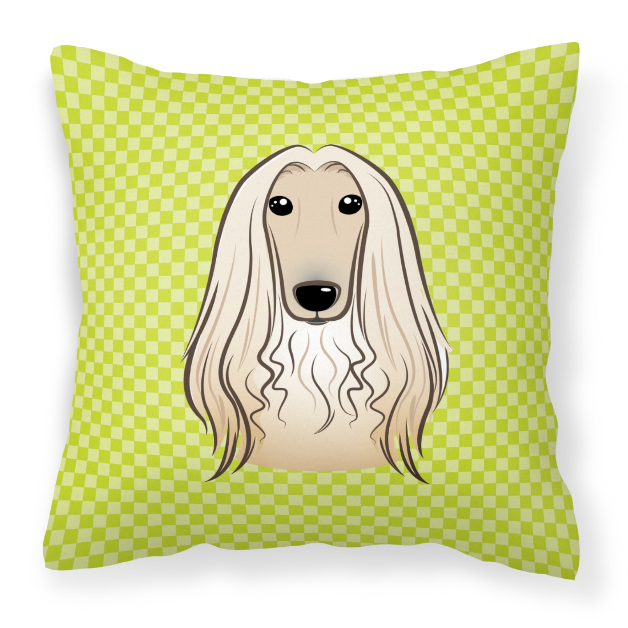 Caroline's Treasures "Caroline's Treasures BB1306PW1818 Checkerboard Lime Green Afghan Hound Pillow, 18"" x 18"", Multicolor"