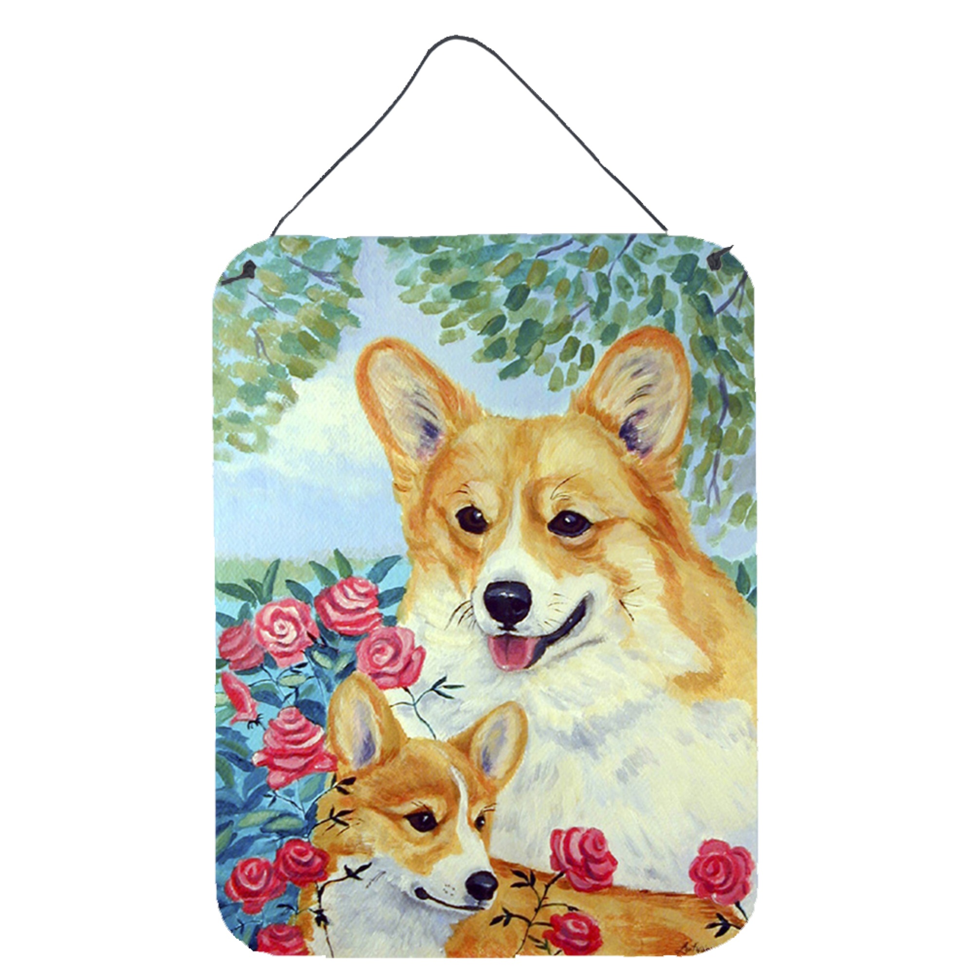 Caroline's Treasures "Caroline's Treasures Corgi Momma's Love and Roses Aluminium Metal Wall or Door Hanging Prints, 16"" x 12"", Multicolor"