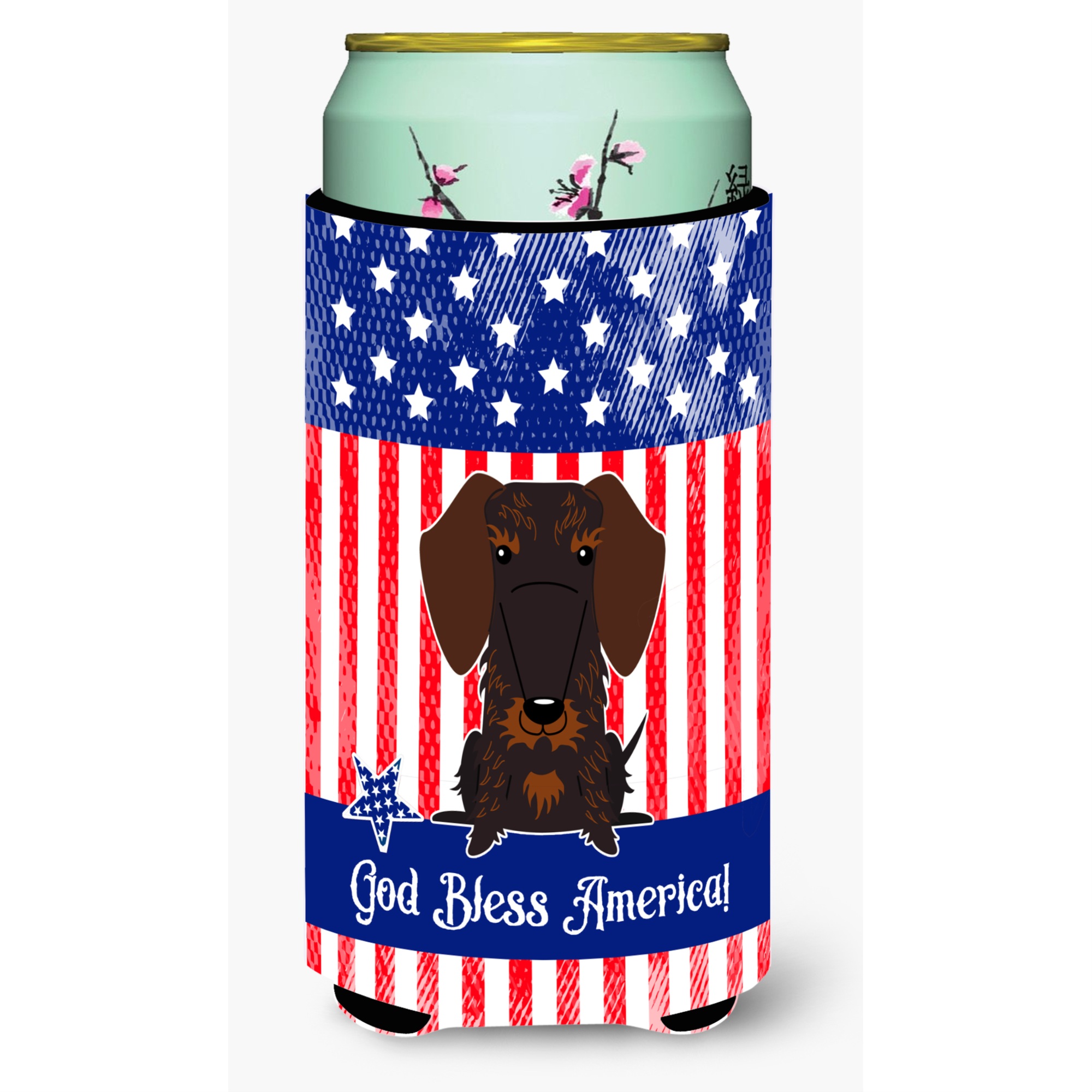 Caroline'S Treasures Bb3124Tbc Usa Wire Haired Dachshund Chocolate Tall Boy Hugger Cold-Beverage-Koozies, Multicolor