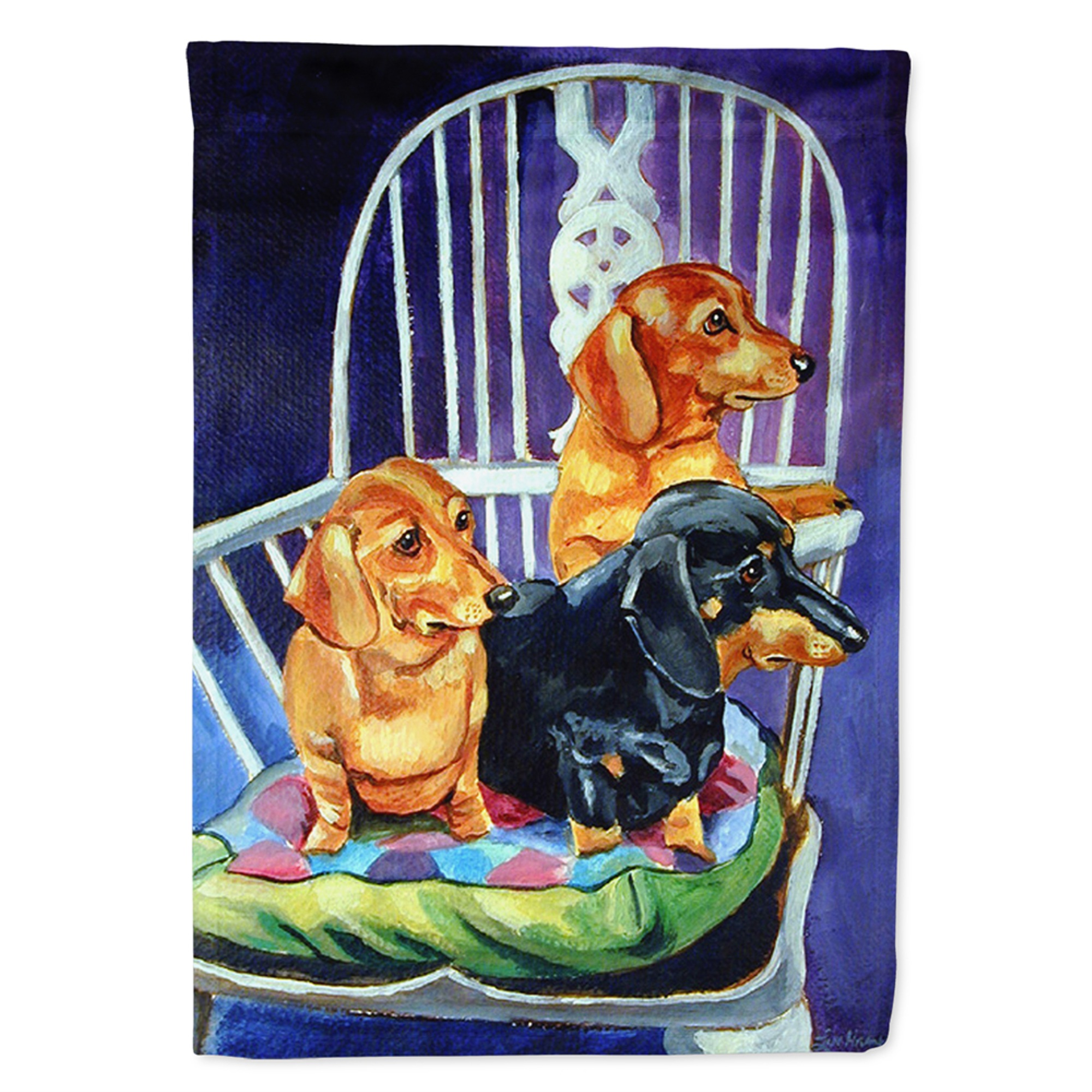 Caroline's Treasures "Caroline's Treasures 7025CHF Dachshunds Two Red and a Black and Tan Flag Canvas, Large, Multicolor"