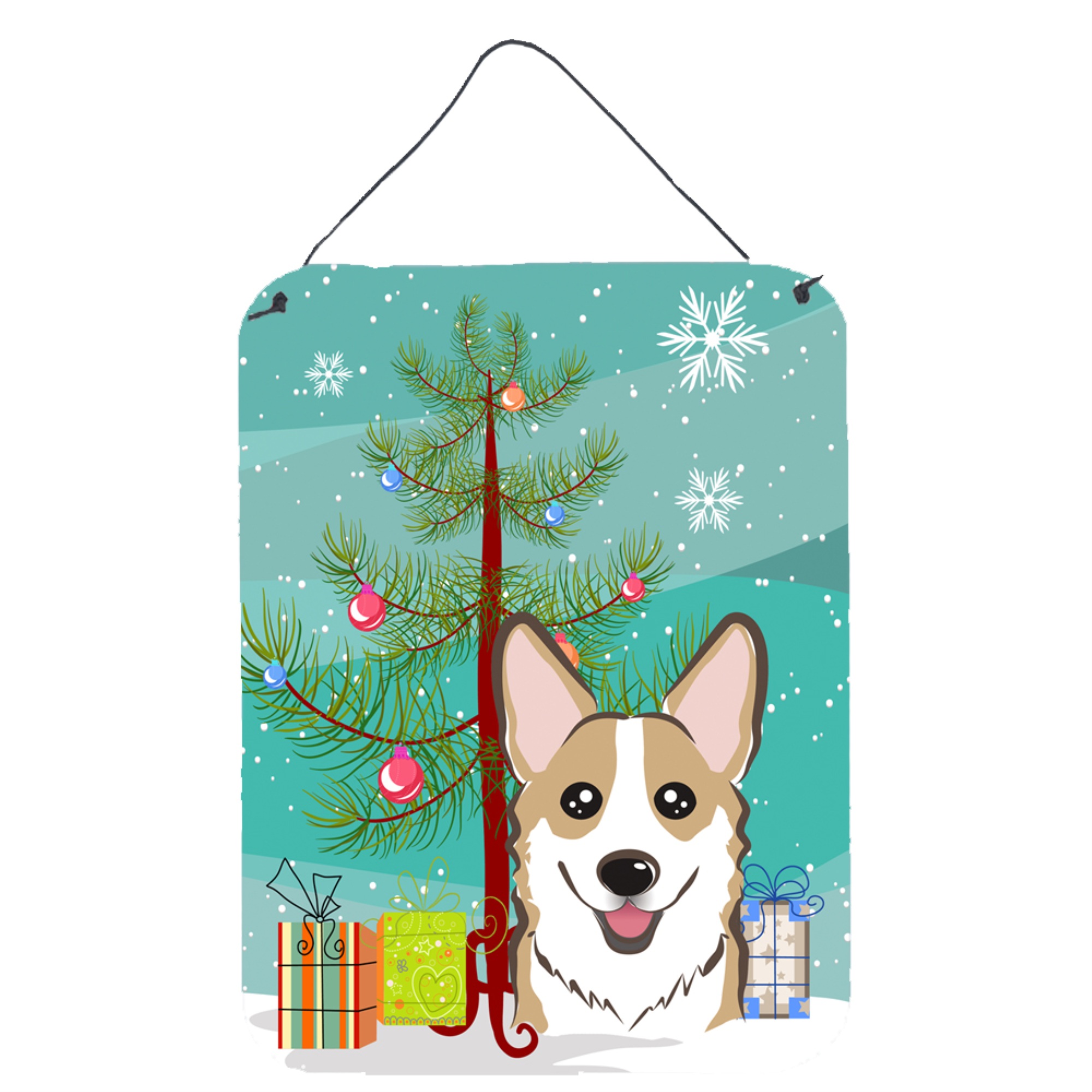 Caroline's Treasures "Caroline's Treasures Christmas Tree and Sable Corgi Wall or Door Hanging Prints BB1625DS1216, 16HX12W, Multicolor"