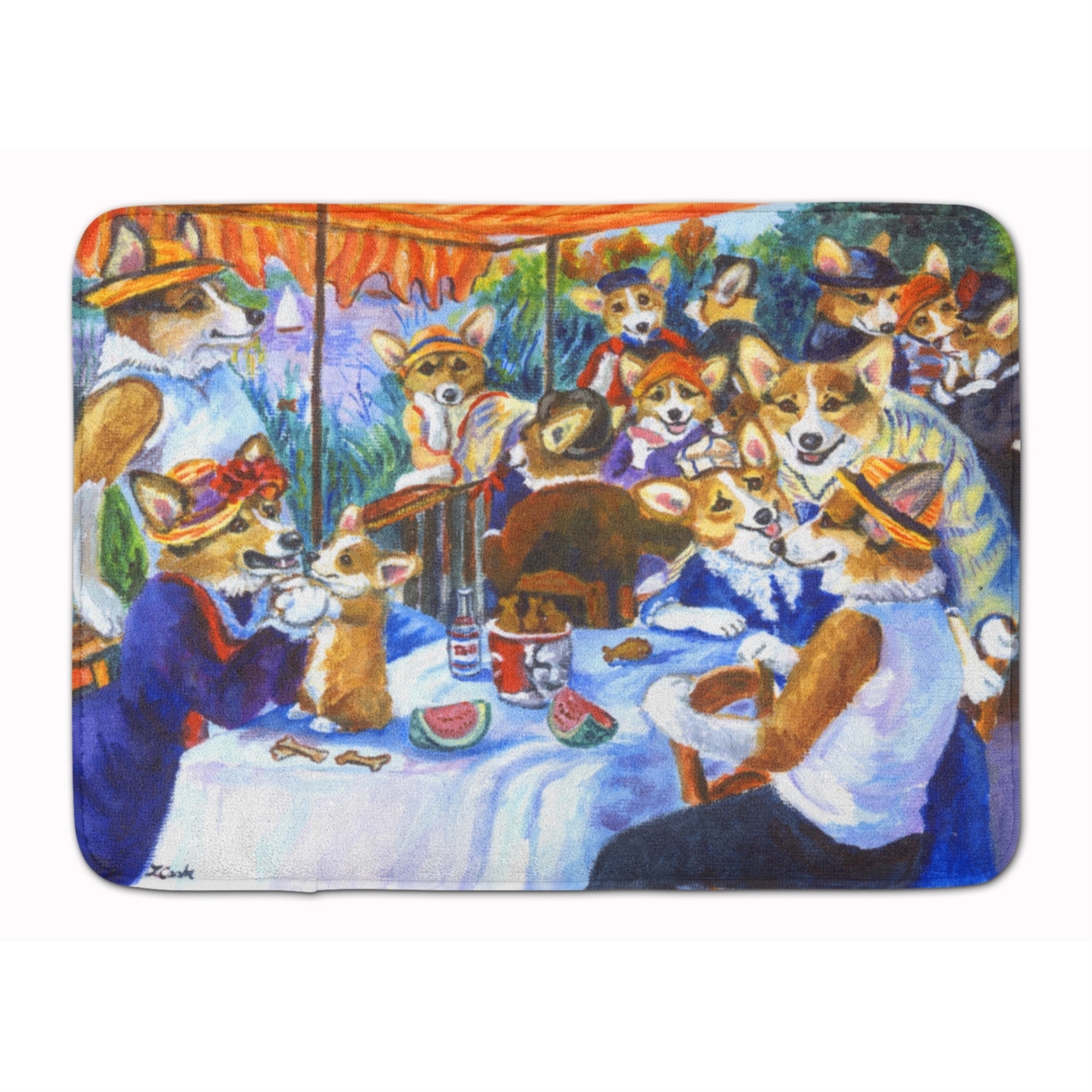 Caroline's Treasures "Caroline's Treasures Corgi Boating Party Floor Mat, 19"" x 27"", Multicolor"