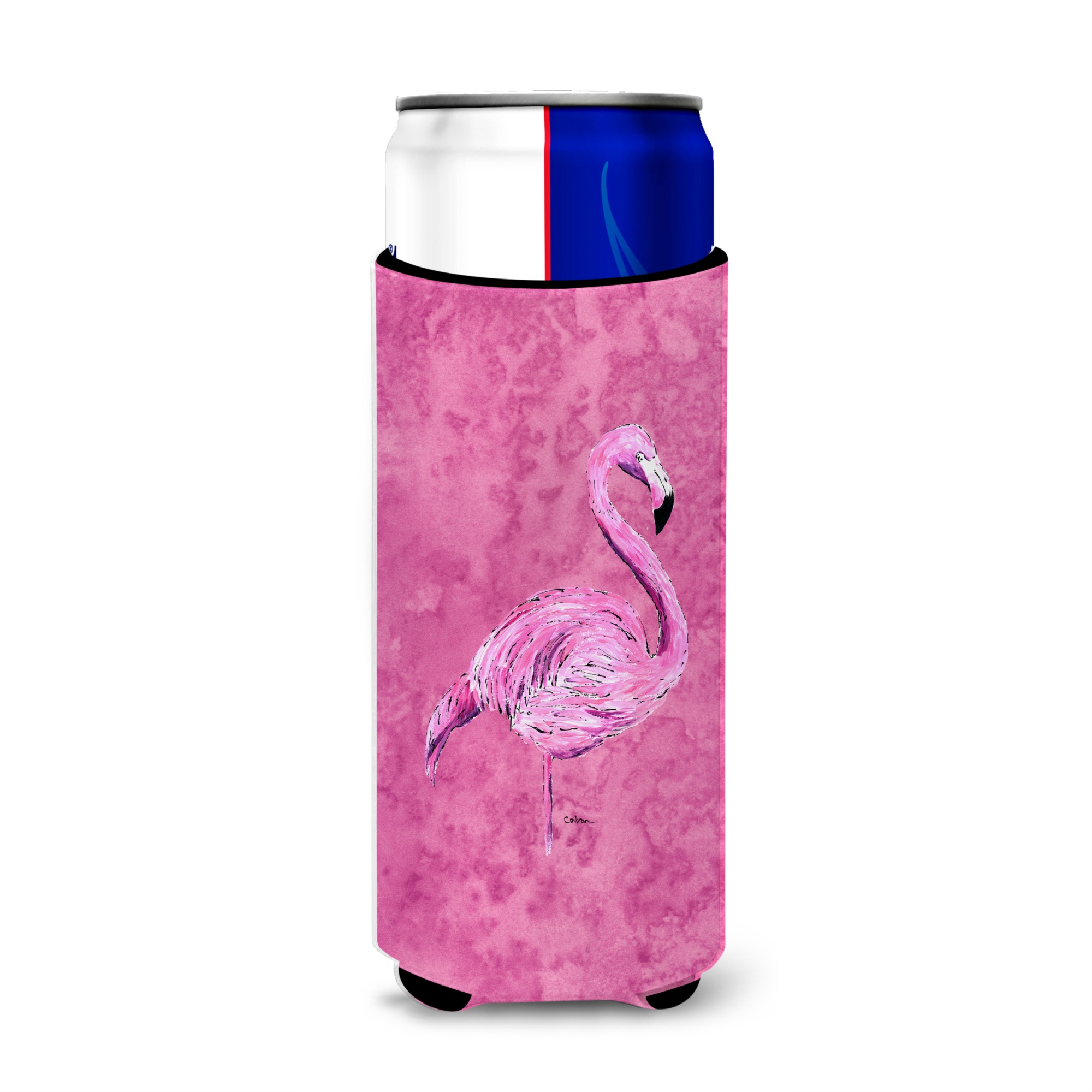 Caroline's Treasures Flamingo On Pink Ultra Beverage Insulators For Slim Cans 8875Muk