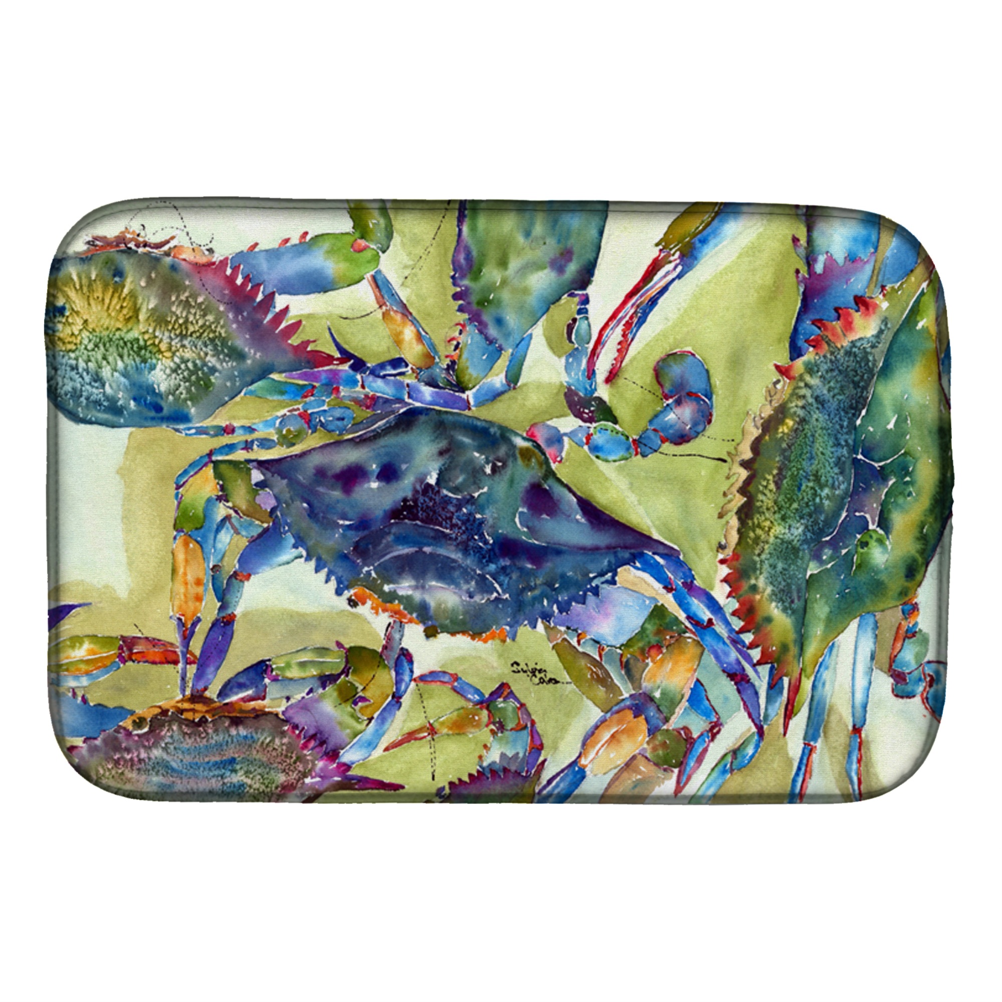 Caroline's Treasures "Caroline's Treasures Crab All Over Dish Drying Mat, 14"" x 21"", Multicolor"