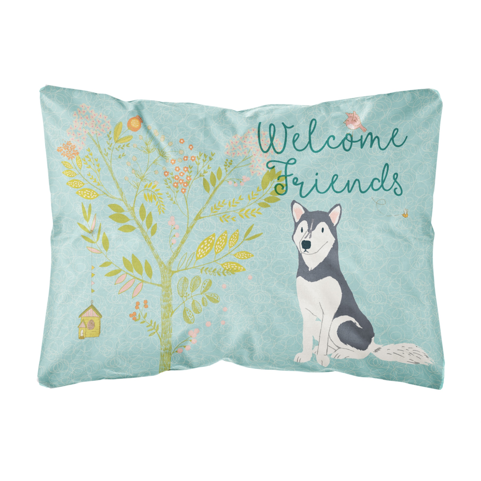 Caroline's Treasures "Caroline's Treasures BB7594PW1216 Welcome Friends Siberian Husky Outdoor Canvas Pillow, Multicolor"