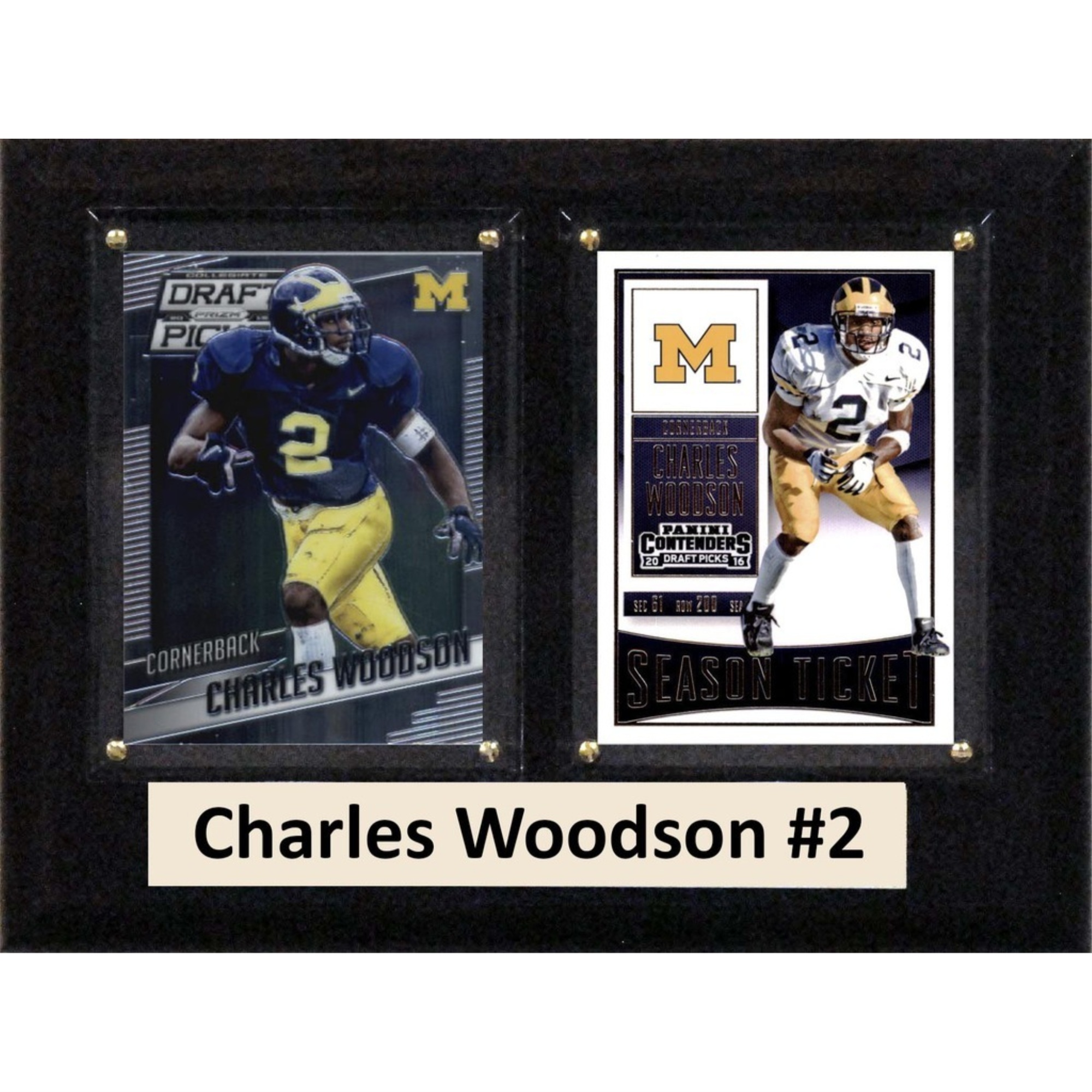C & I Collectables NCAA 6"X8" Charles Woodson Michigan Wolverines Two Card Plaque