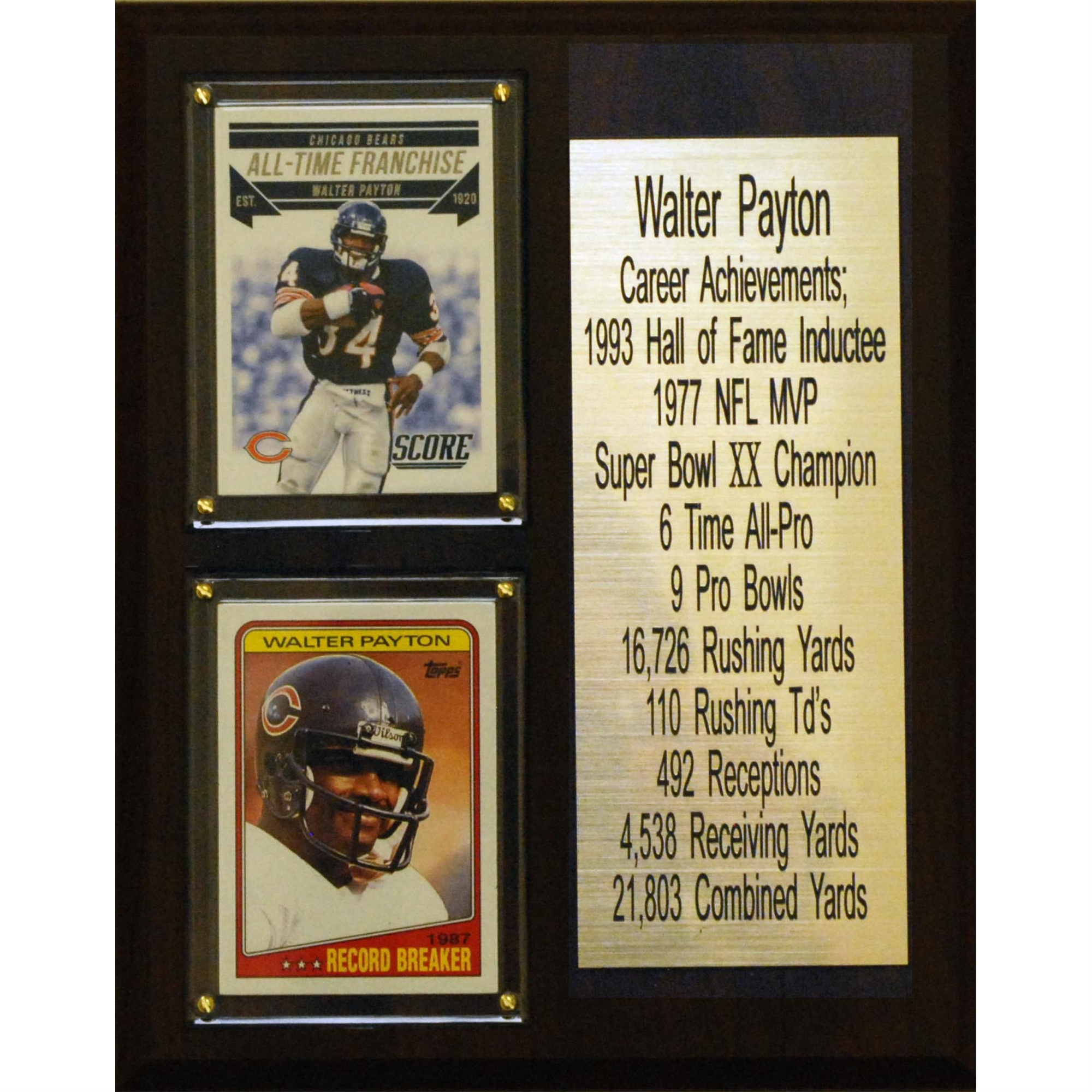 C & I Collectables NFL 8"X10" Walter Payton Chicago Bears Career Stat Plaque
