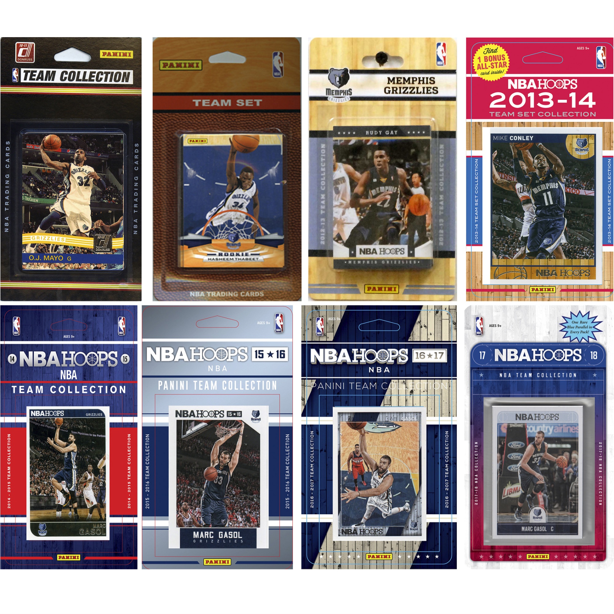 C & I Collectables NBA Memphis Grizzlies 8 Different Licensed Trading Card Team Sets