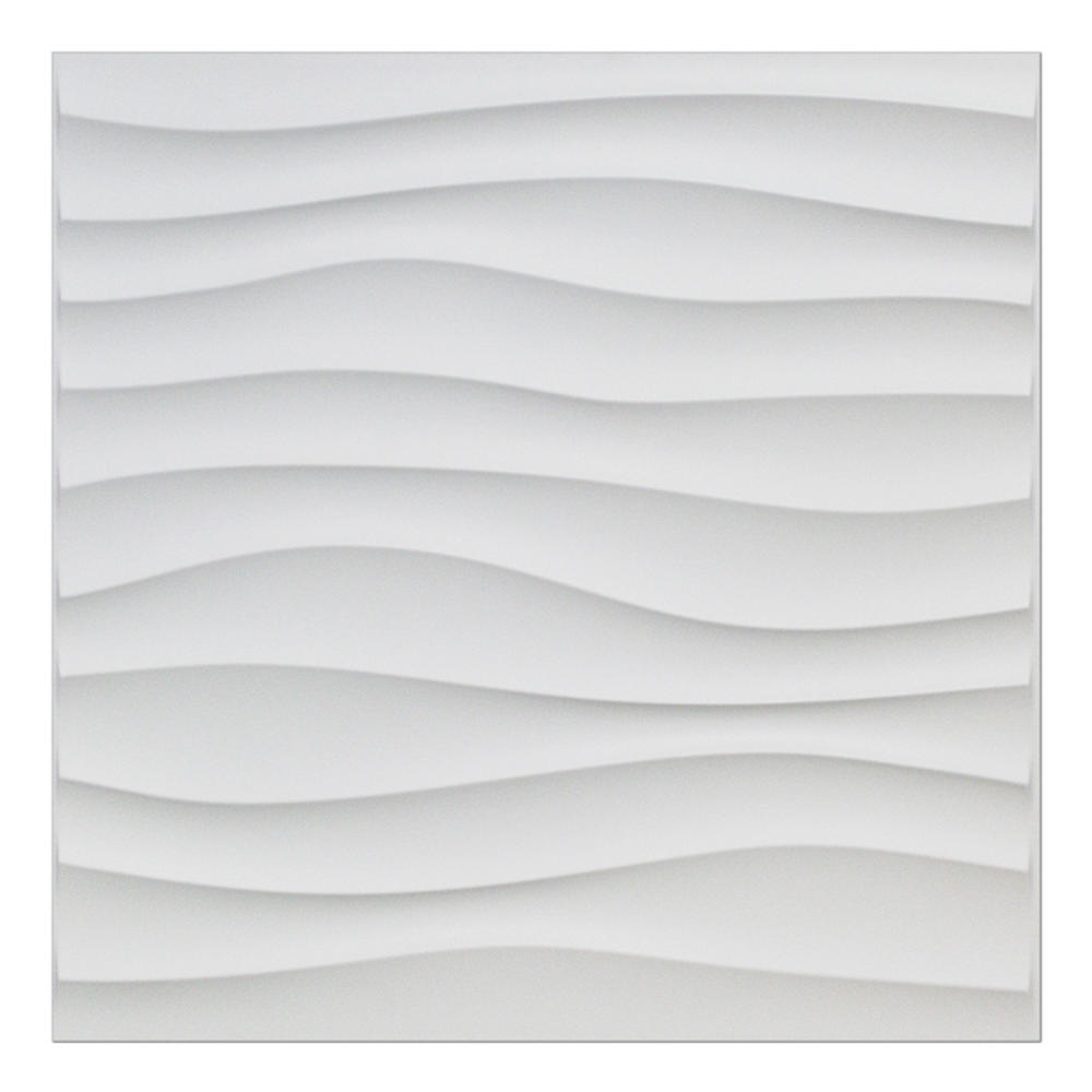 Art3d A10040 - Plastic 3D Wall Panel PVC Wave Wall Design, White, 12 Tiles 32 SF