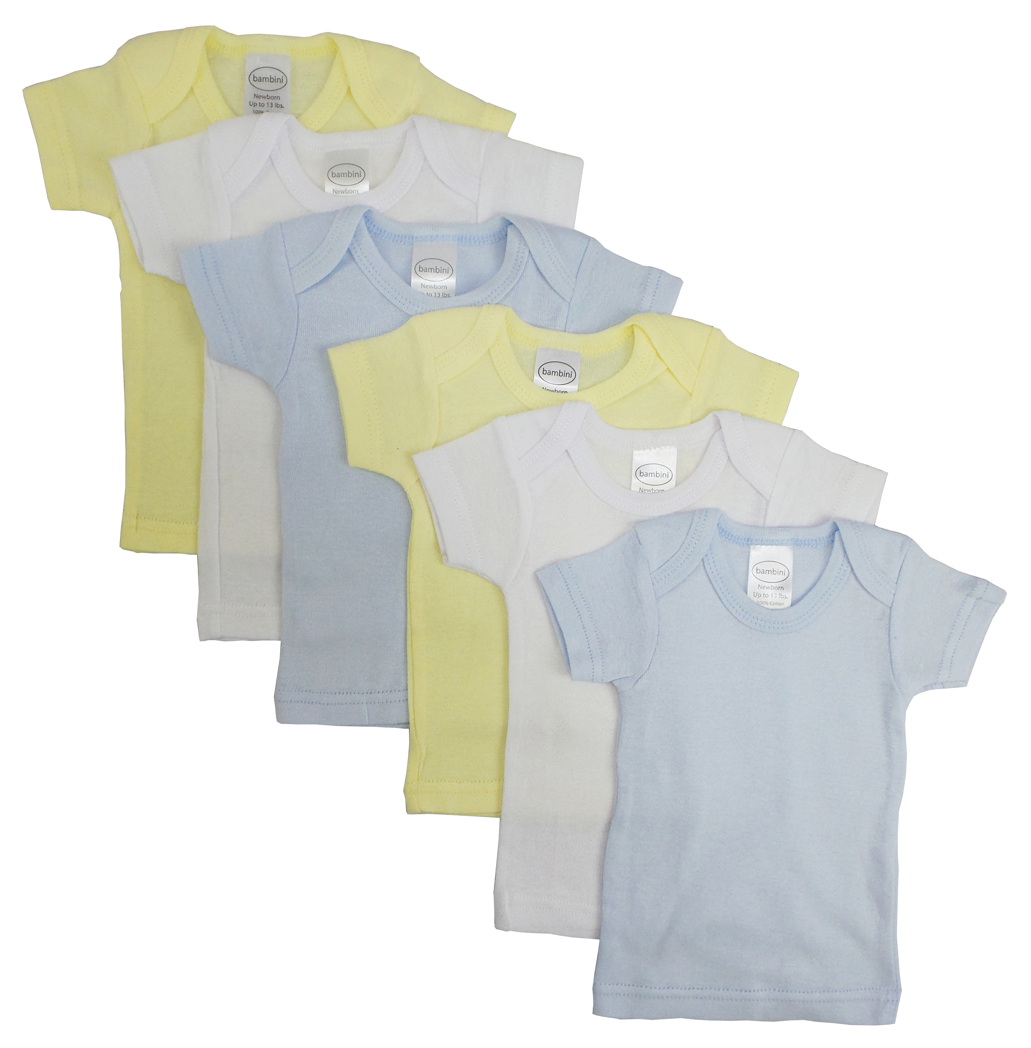 Bambini Boys Pastel Variety Short Sleeve Lap T-shirts 6 Pack - Small