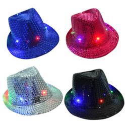 blinkee Case of 72 Assorted Color LED Sequined Fedoras with Multicolored Lights
