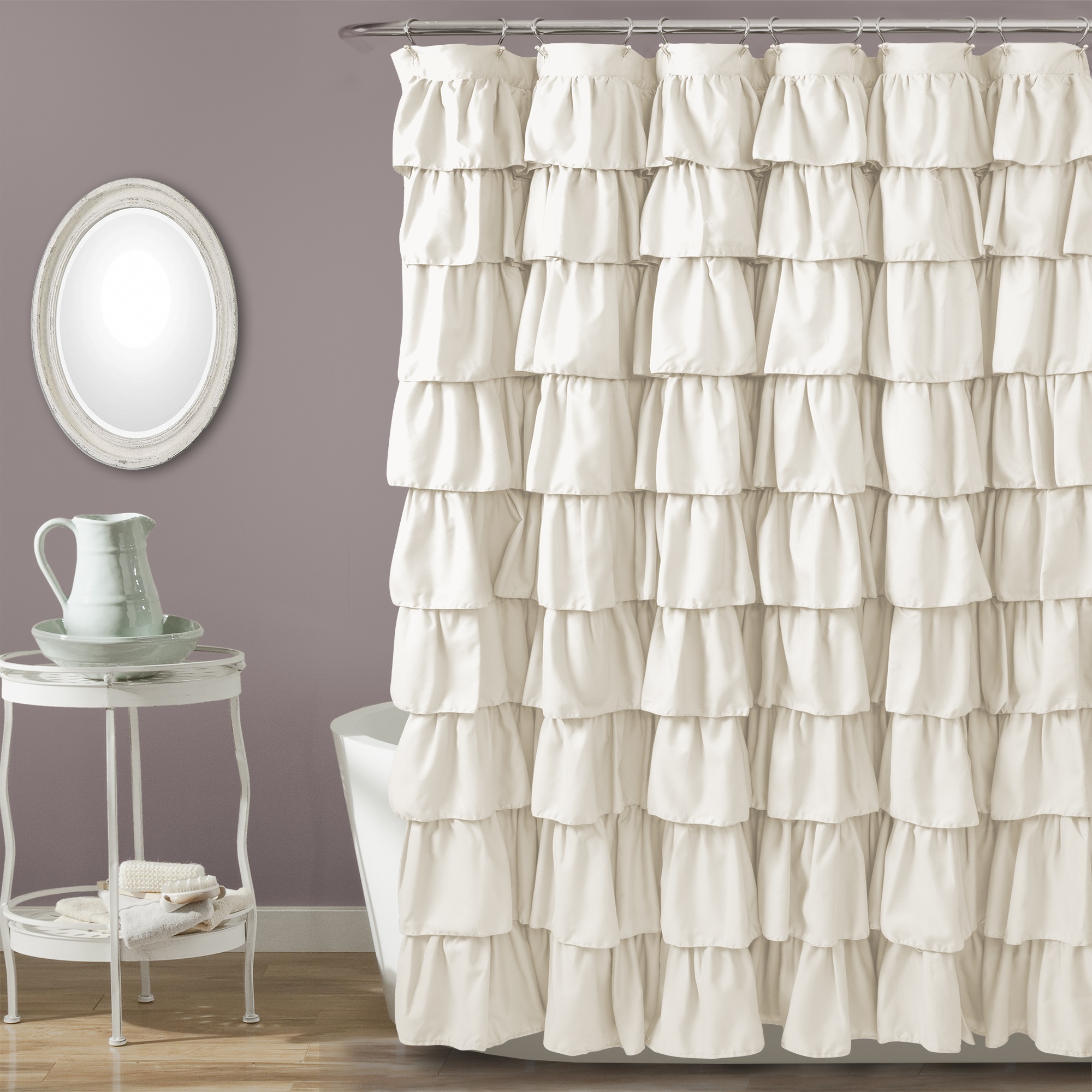 Lush Decor Ruffle Shower Curtain Ivory 72x72