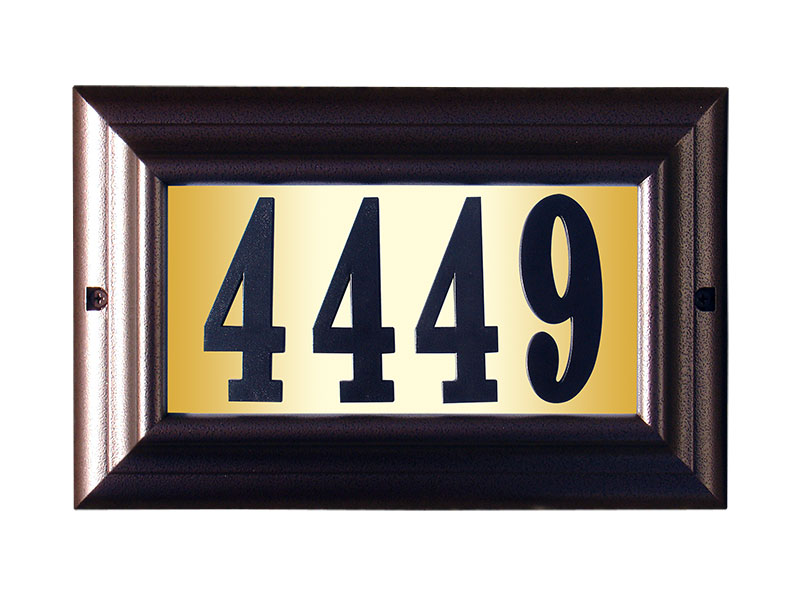 Qualarc LTL-1301AC-PN Edgewood Large Lighted Address Plaque in Antique Copper Frame Color with 4-Inch Black Polymer Numbers