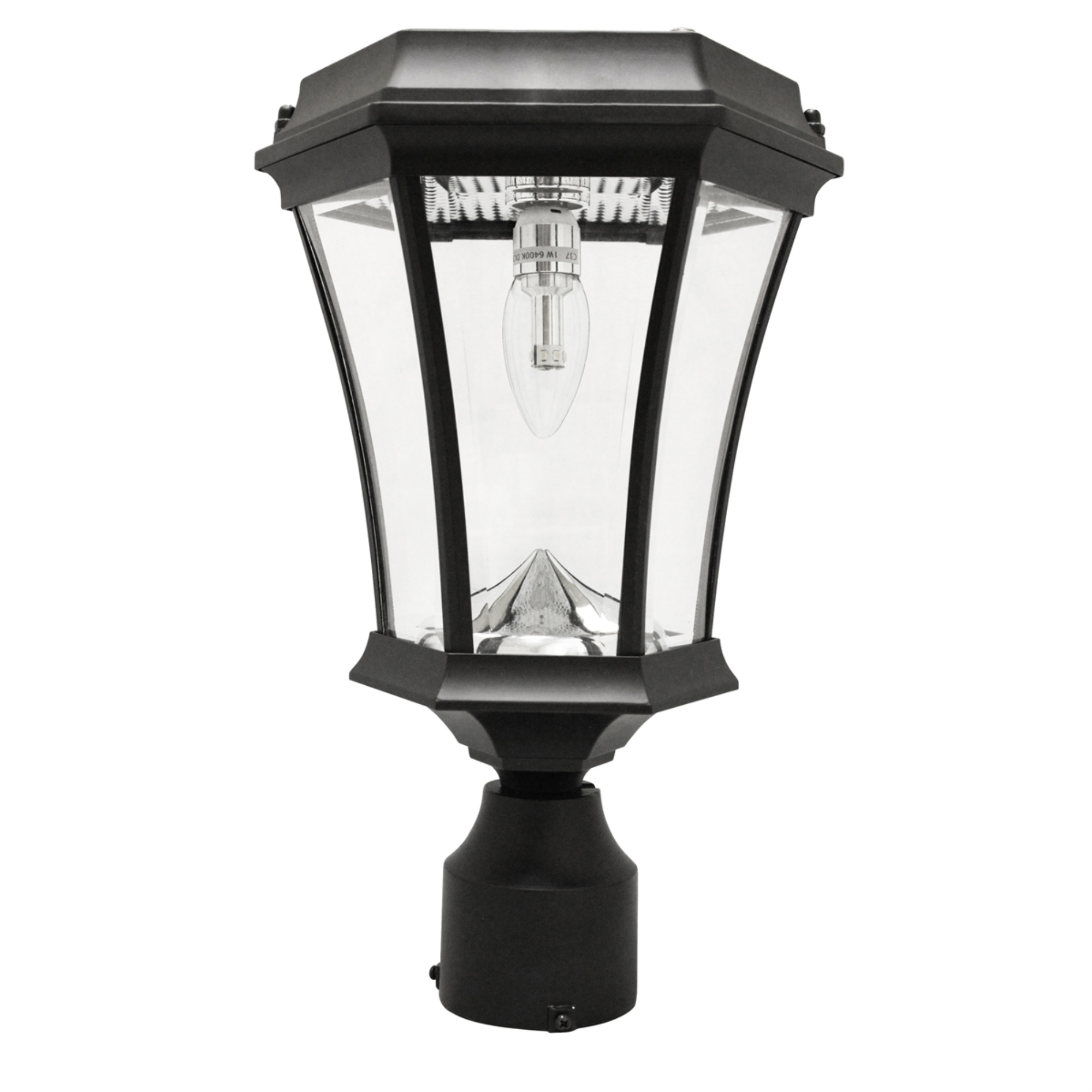 Gama Sonic Victorian Solar Outdoor LED Light Fixture, Bright-White LEDs GS-94FPW - Pole/Post/Wall Mount Kit - Black Finish