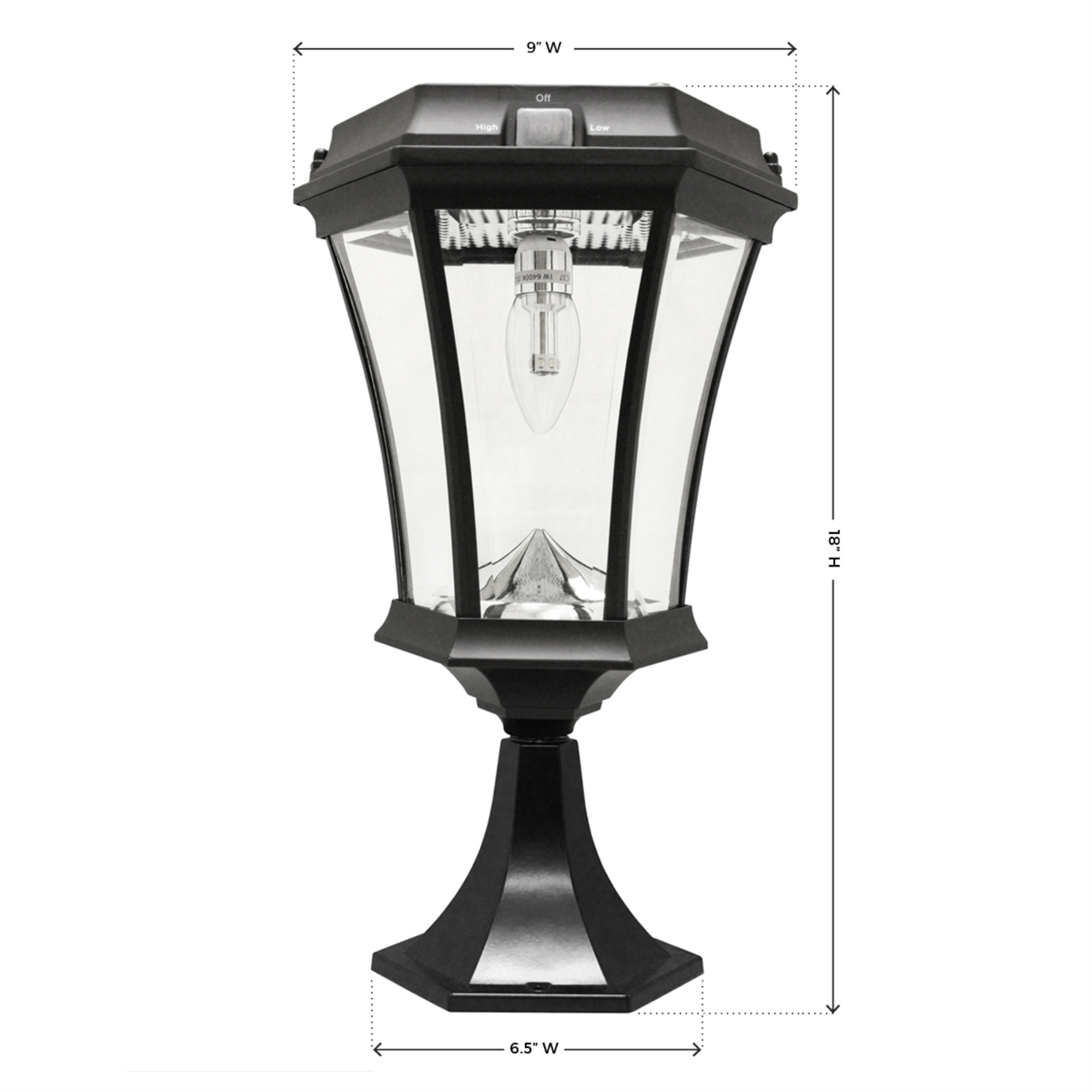 Gama Sonic Victorian Solar Outdoor LED Light Fixture, Bright-White LEDs GS-94FPW - Pole/Post/Wall Mount Kit - Black Finish