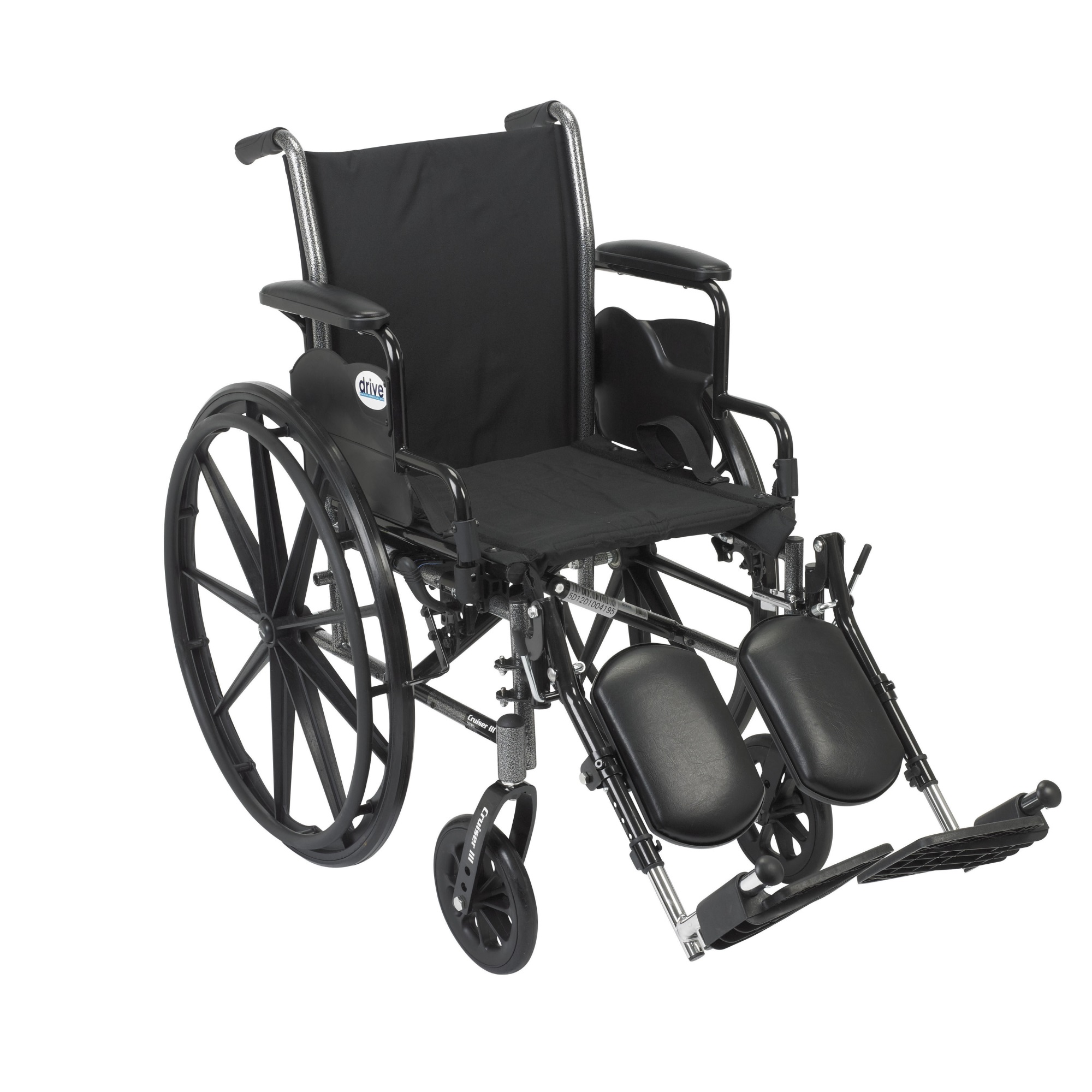 Drive DeVilbiss Healthcare Cruiser III Light Weight Wheelchair with Flip Back Removable Arms, Desk Arms, Elevating Leg Rests, 18" Seat