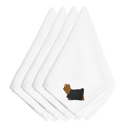 Caroline's Treasures "Caroline's Treasures BB3434NPKE Yorkshire Terrier Yorkie Embroidered Napkins (Set of 4), 20"", Multicolor"