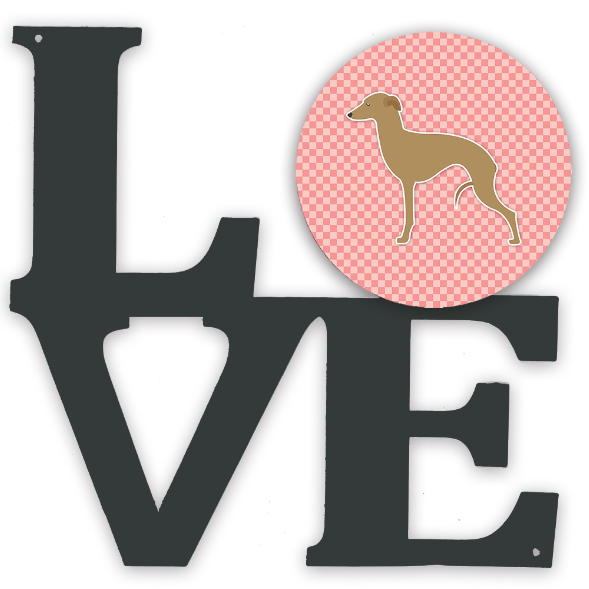 Caroline's Treasures "Caroline's Treasures Italian Greyhound Checkerboard Pink Metal Artwork Love wall-decor, Multicolor"