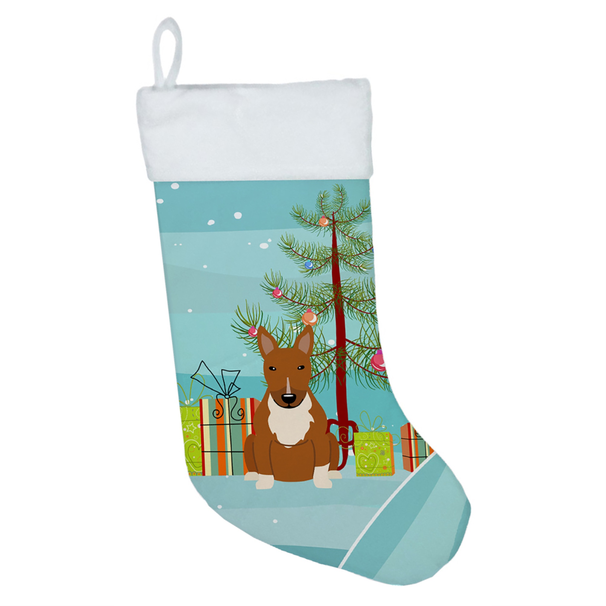 Caroline's Treasures "Caroline's Treasures Merry Christmas Tree Bull Terrier Red Stocking, Large, Multicolor"