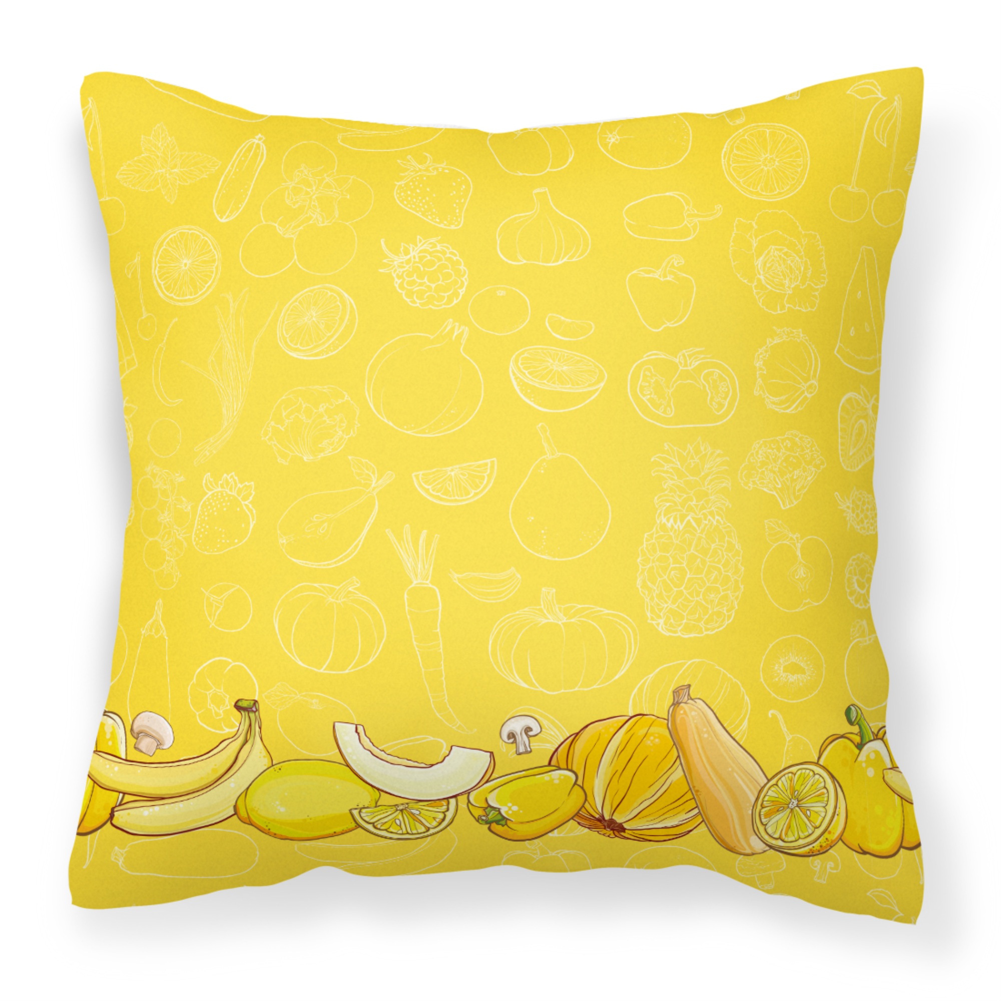 Caroline's Treasures "Caroline's Treasures BB5134PW1414 Fruits and Vegetables in Yellow Fabric Decorative Pillow, Multicolor, 14Hx14W"