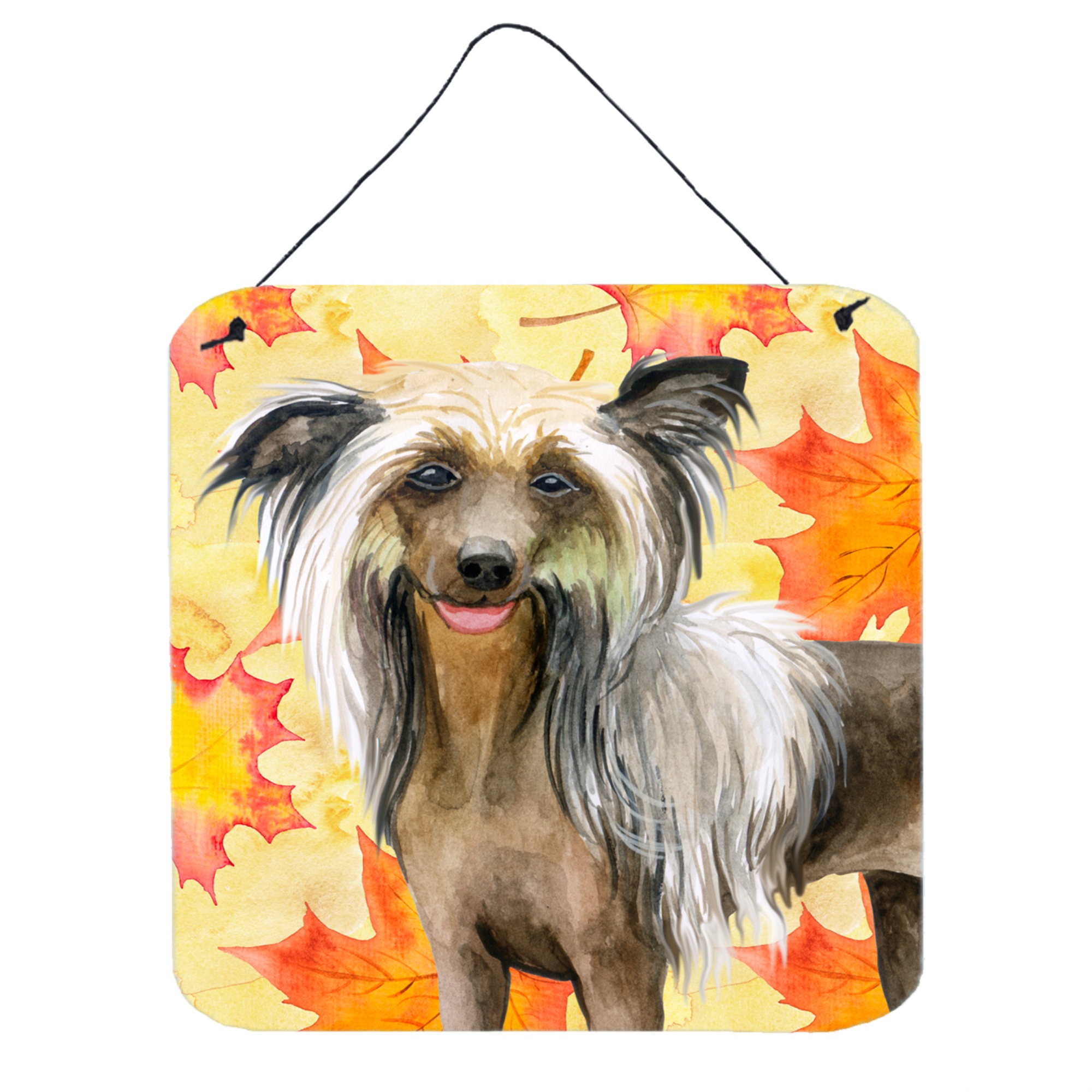 Caroline's Treasures "Caroline's Treasures Chinese Crested Metal Print, 6h x 6w, Fall Leaves"