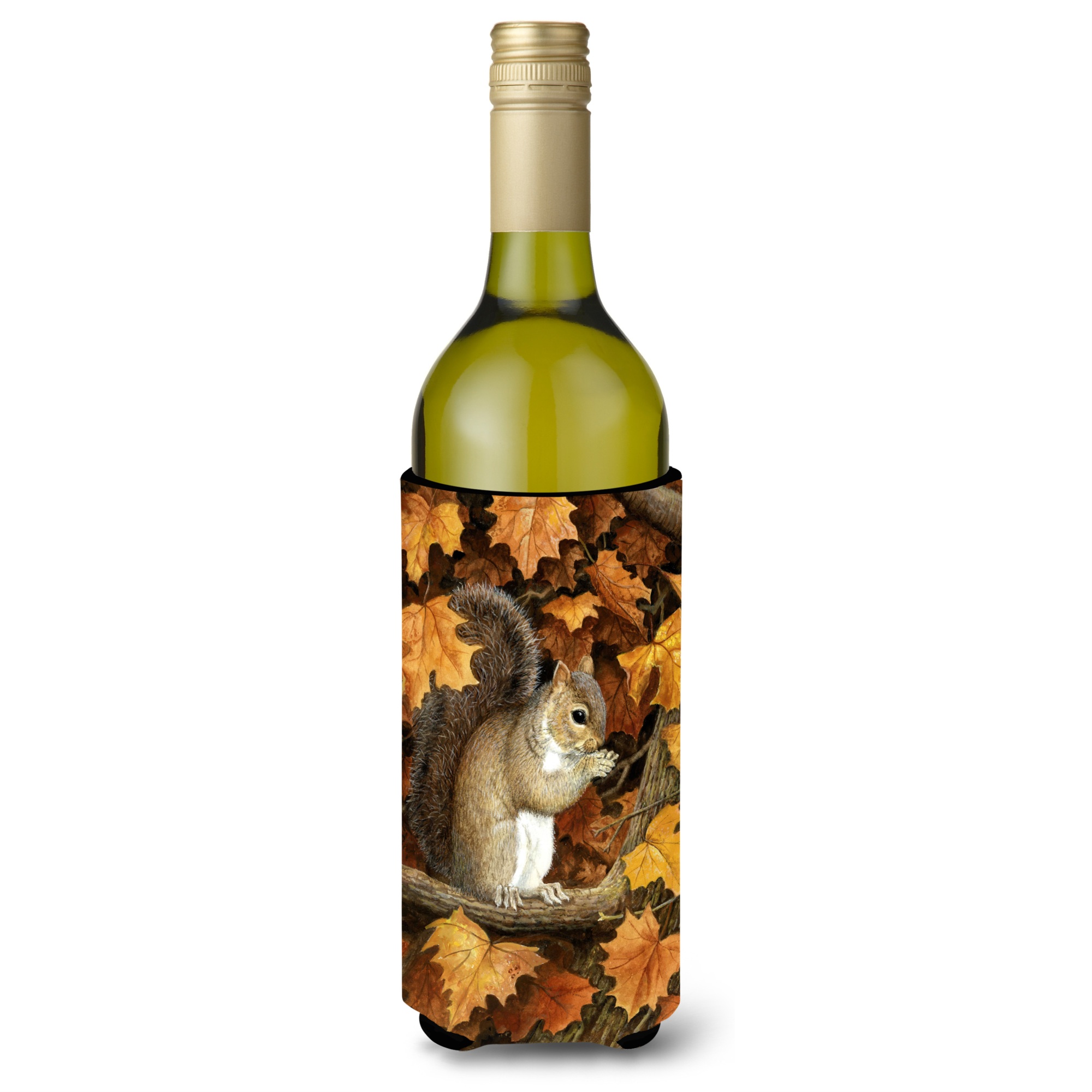 Caroline'S Treasures Bdba0388Literk Autumn Grey Squirrel By Daphne Baxter Wine Bottle Beverage Insulator Hugger, 75