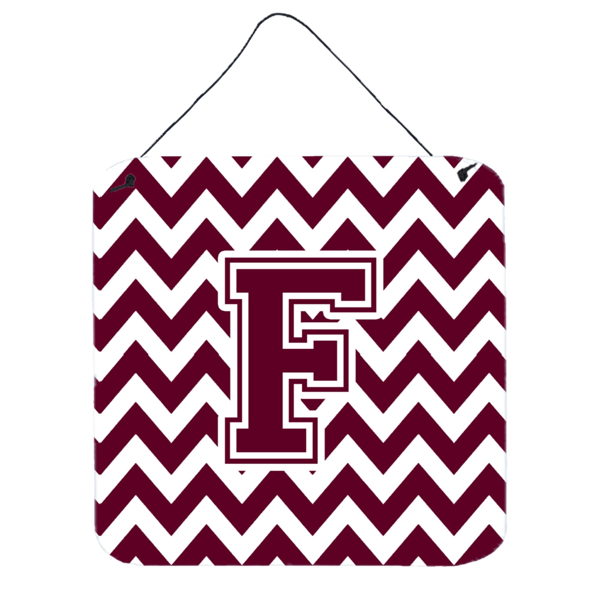 Caroline's Treasures "Caroline's Treasures Letter F Wall or Door Hanging Prints CJ1051-FDS66, 6"" H x 6"" W, Chevron - White and Maroon"