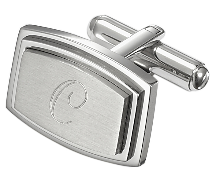 Visol Capri Personalized Stainless Steel Rectangular Cufflinks - C