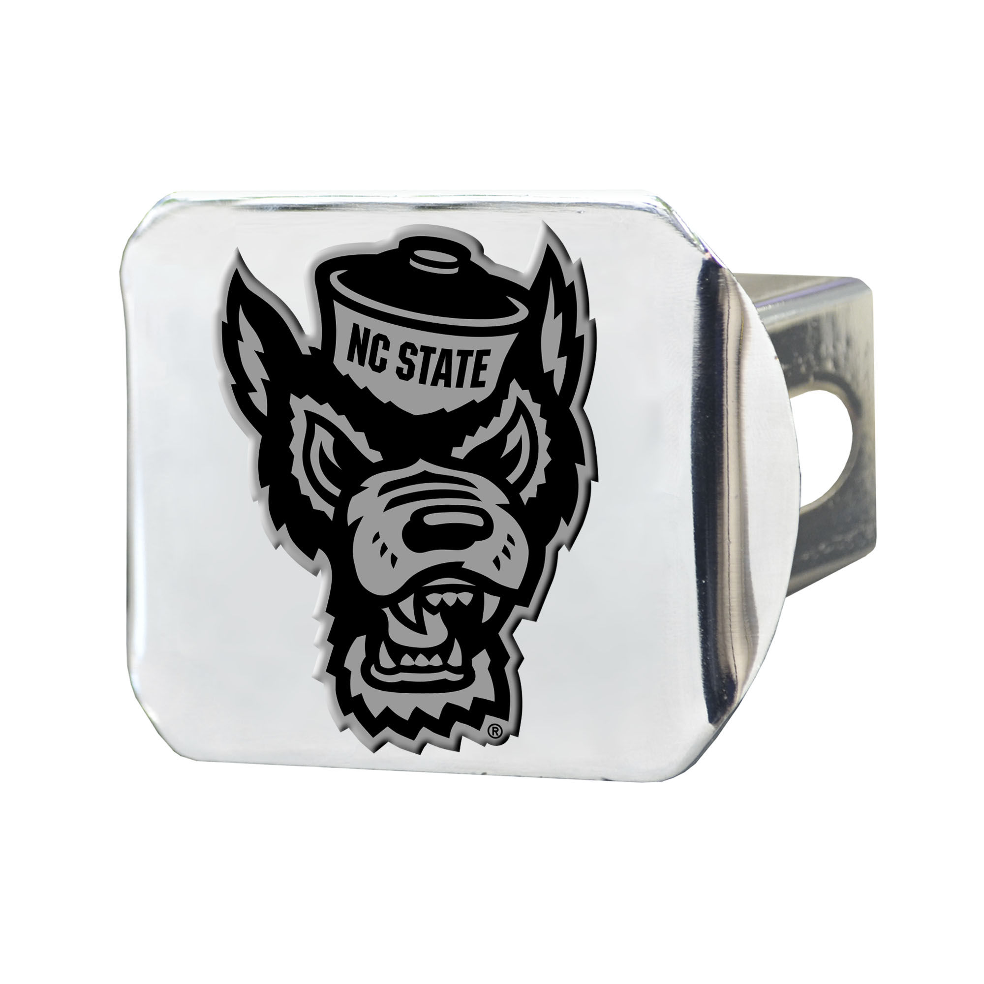 Fanmats 25585 3.4 x 4 in. NC State Wolfpack Chrome Metal Hitch Cover with 3D Emblem