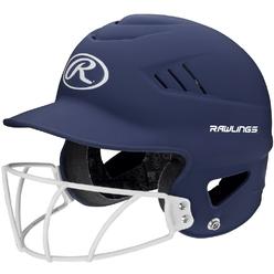 Rawlings Highlighter Series Coolflo Youth Baseball/Softball Batting Helmet with Face Guard, Matte Navy, 6-1/2-7-1/2