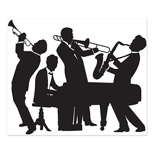 Beistle 52178 Great 20's Jazz Band Insta-Mural, 5' x 6' Party Decorations, Black/White