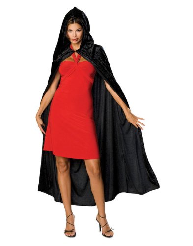 Rubie's Costume Co Black Velvet Hooded Cloak Adult Cape Halloween Costume