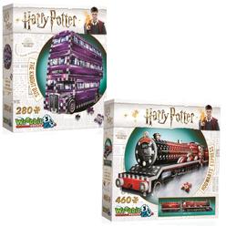 Wrebbit Puzzles Wrebbit 3D - Harry Potter and The Prisoner of Azkaban Knight Bus andHogwarts Express 3D Jigsaw Puzzle Bundle of 2 (Total 740
