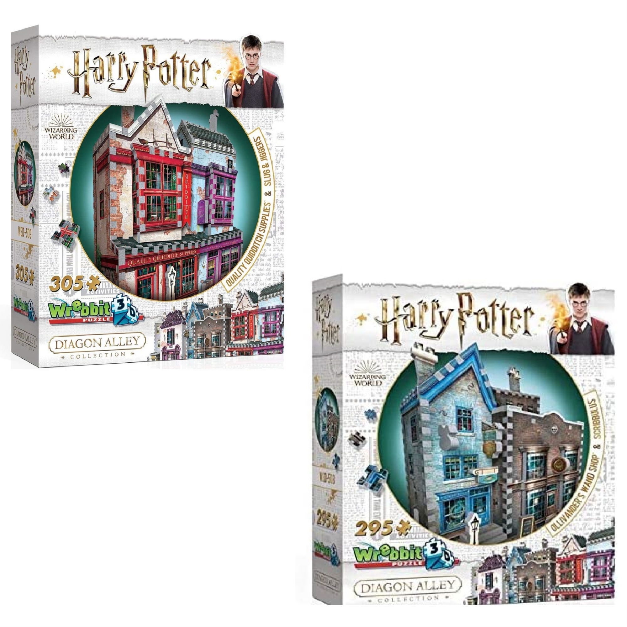 Wrebbit Puzzles Wrebbit 3D - Harry Potter Diagon Alley Quality Quidditch Supplies & Slug & Jiggers and Ollivanders and Scribbulus 3D Jigsaw
