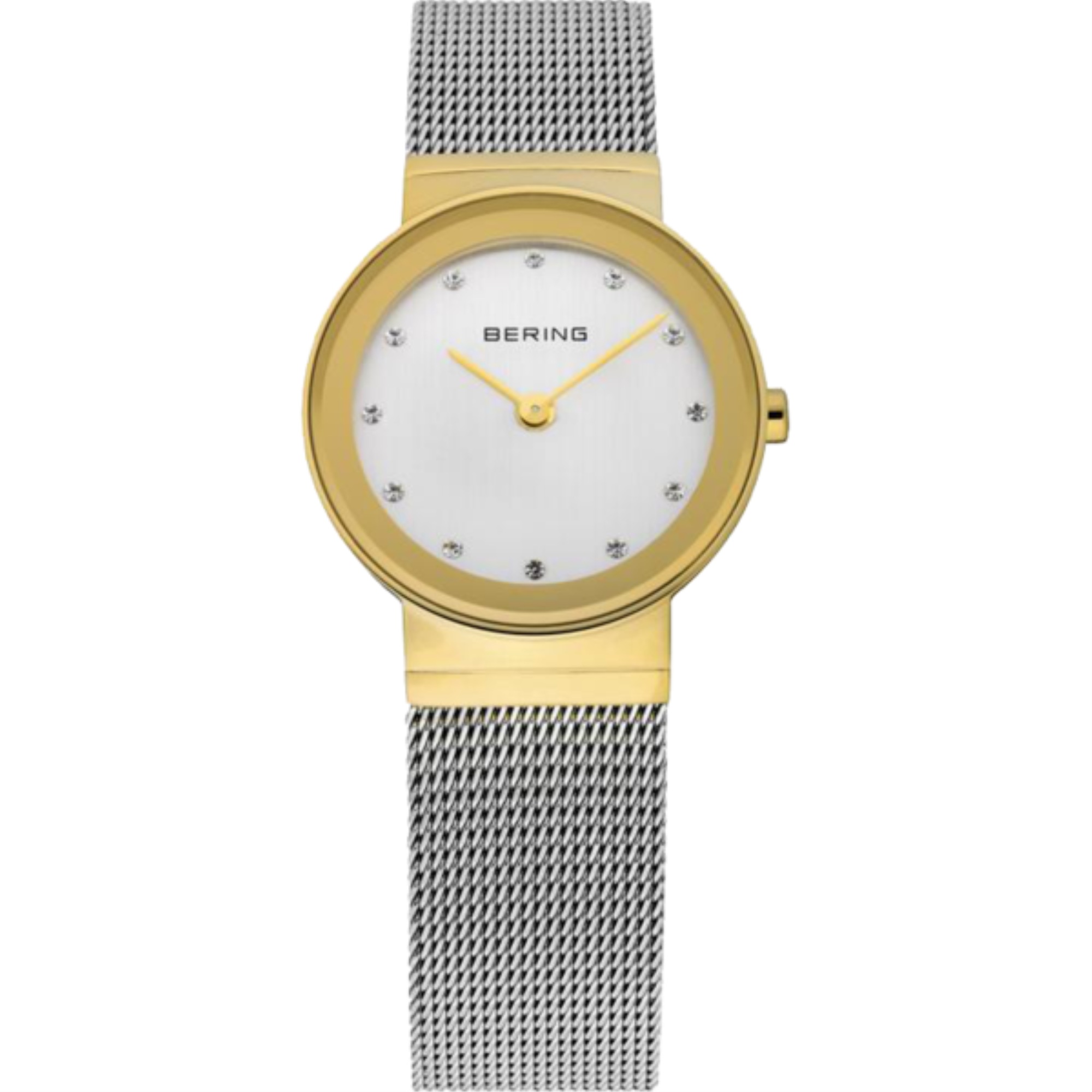 Bering 10126-001 Female Classic Polished Gold Mesh Watch with Silver Dial
