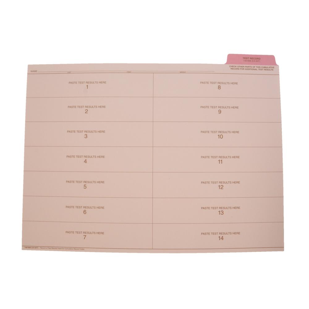Hammond And Stephens Hammond &amp; Stephens Test Record Insert, 11-3/4 x 9-1/4 Inches, Pink Tab, Pack of 25